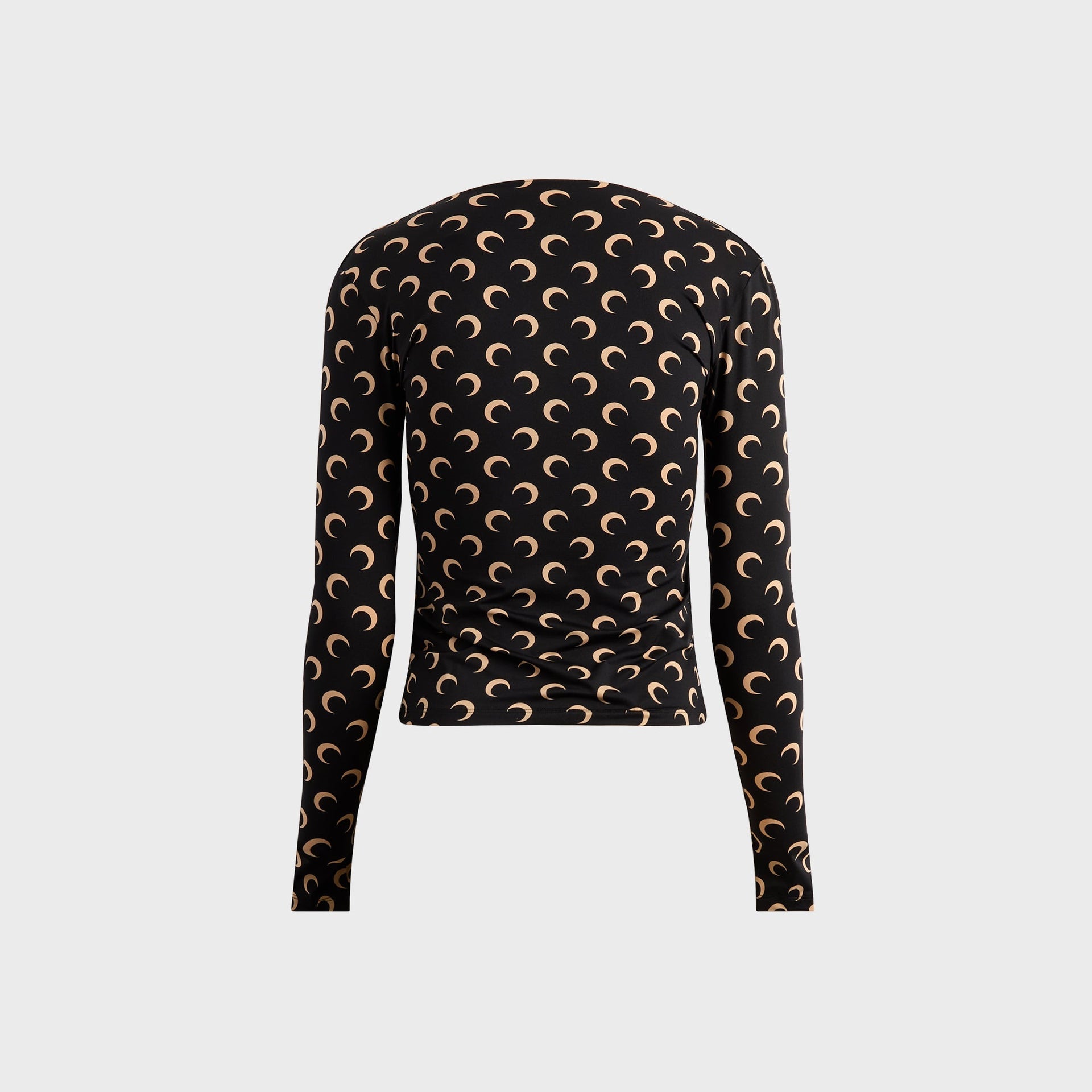 Marine Serre Moon Printed Long Sleeve Squareneck Jersey - Black