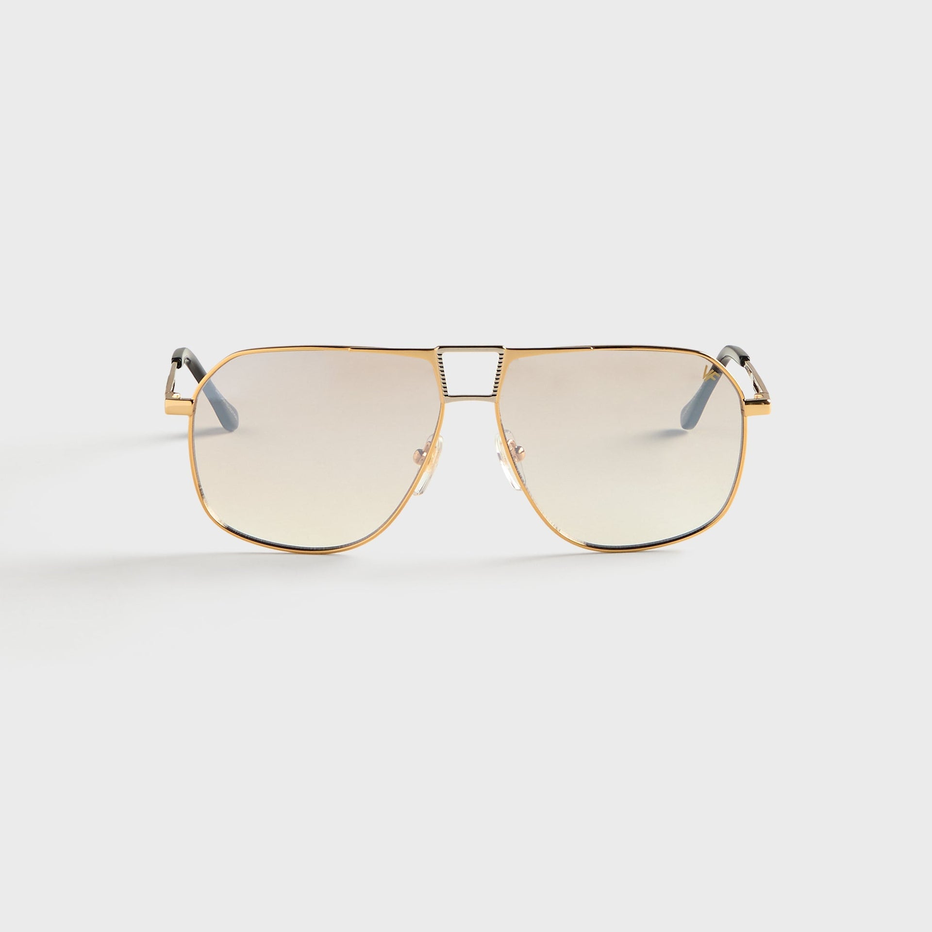 Vintage Frames Bellagio Two-Tone Yellow & White Gold Sunglasses - Brown Smoke Gradient