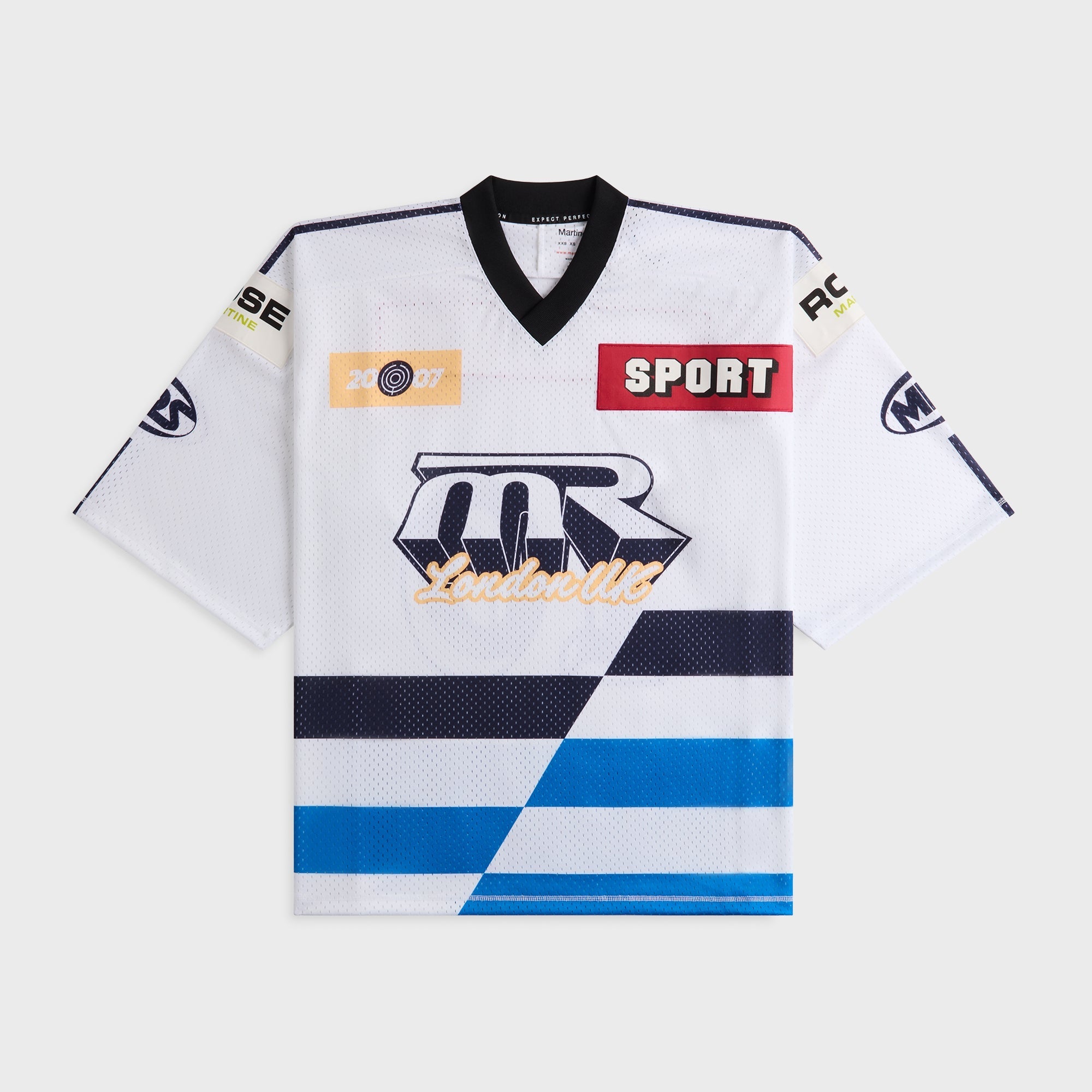 Martine Rose Twist Football Top - White / Light Blue Stripe – Kith