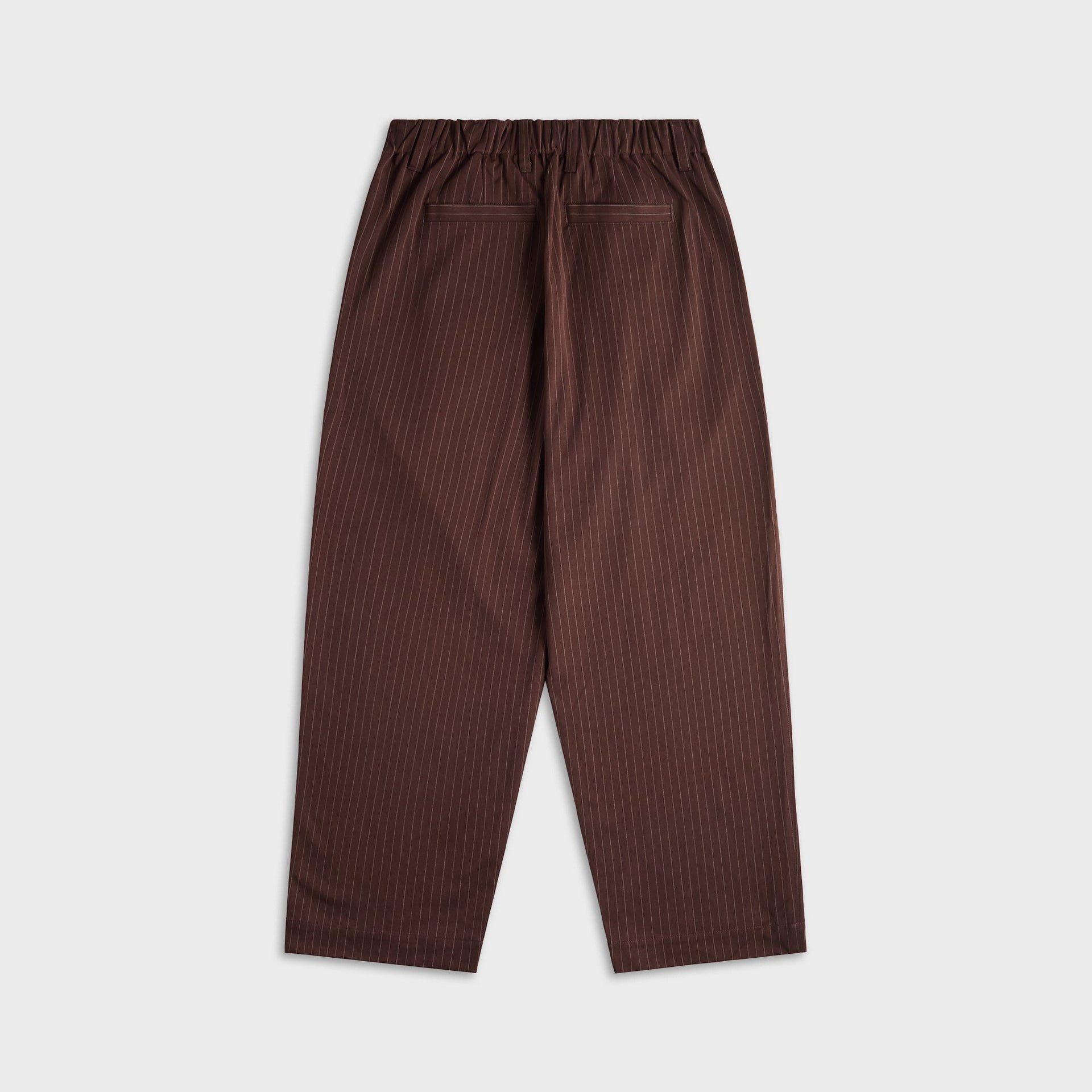 Metalwood Elastic Waist Baggy Pant - Brown Pinstripe