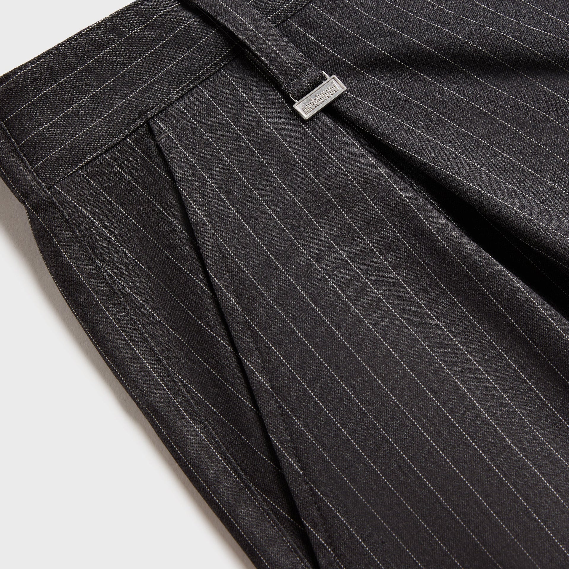 Metalwood Elastic Waist Baggy Pant - Grey Pinstripe
