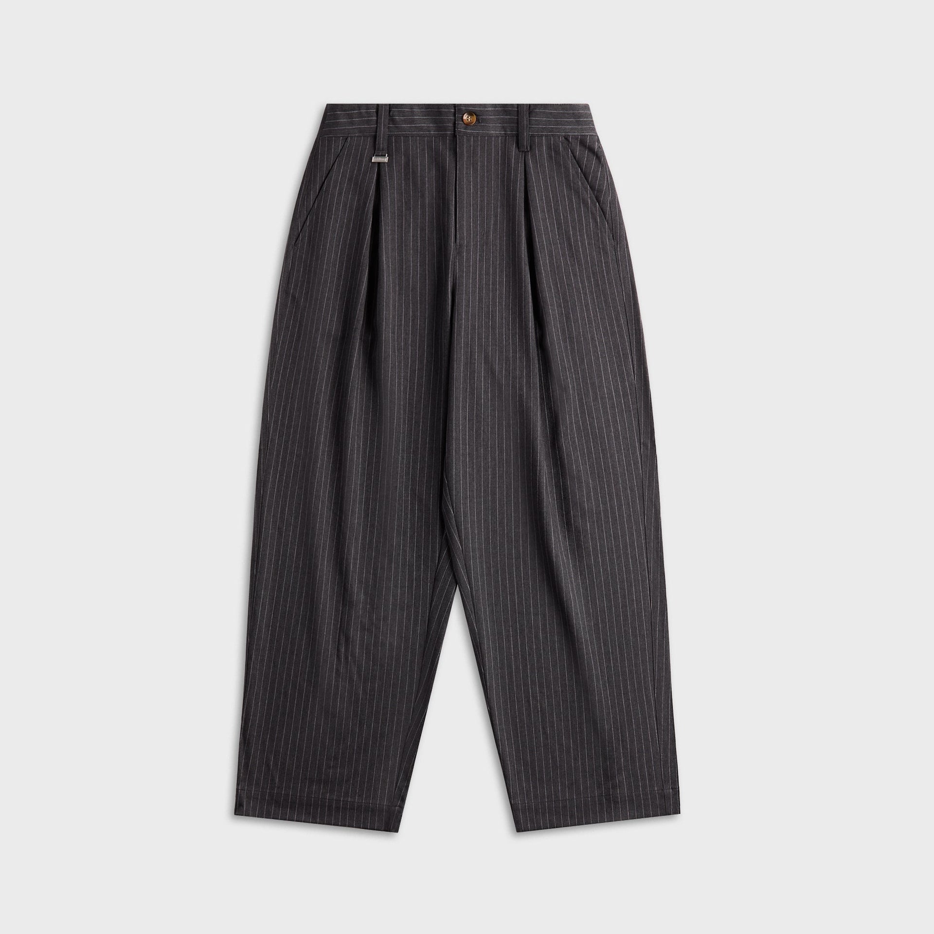 Metalwood Elastic Waist Baggy Pant - Grey Pinstripe
