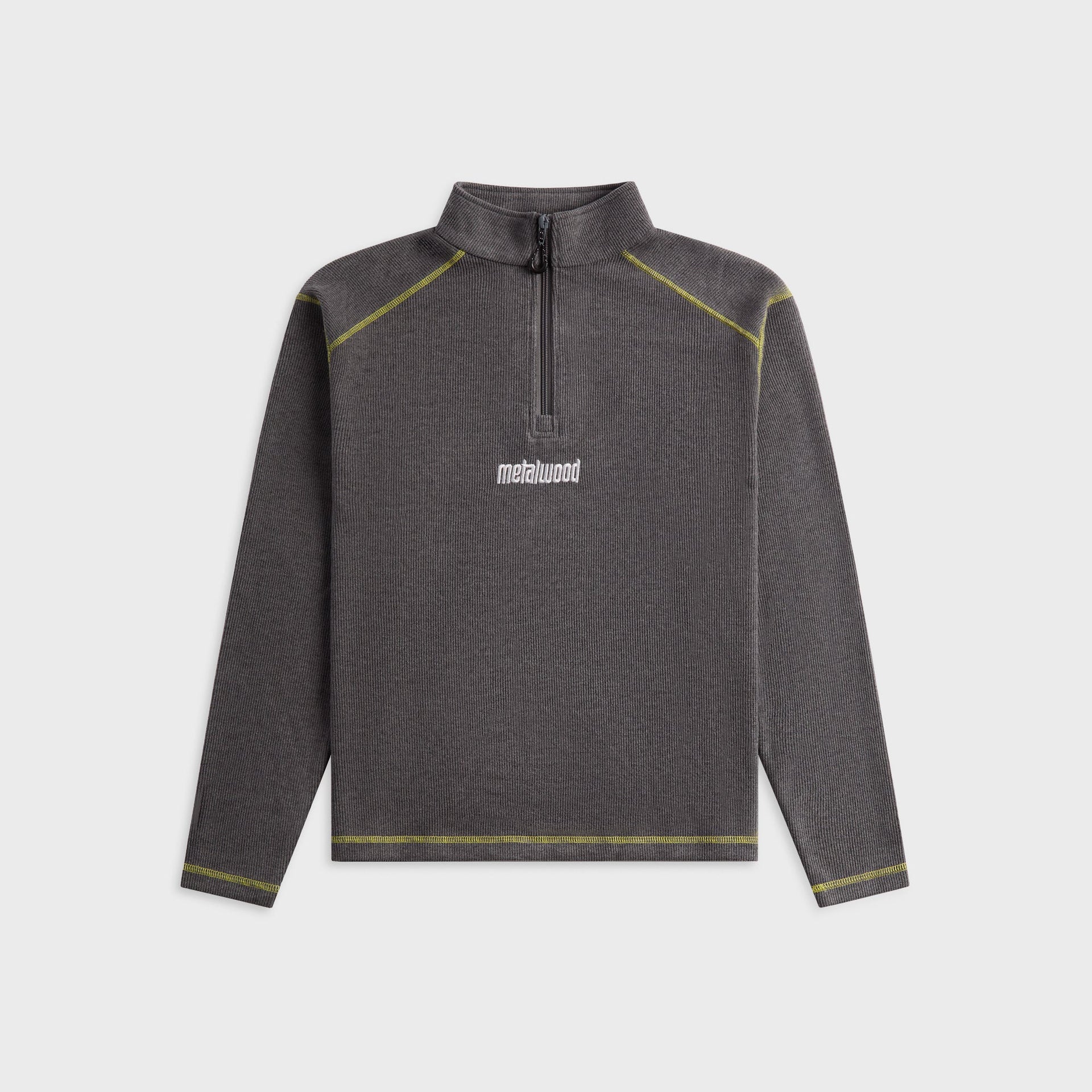 Metalwood Contrast Stitch Quarter Zip Pullover - Charcoal