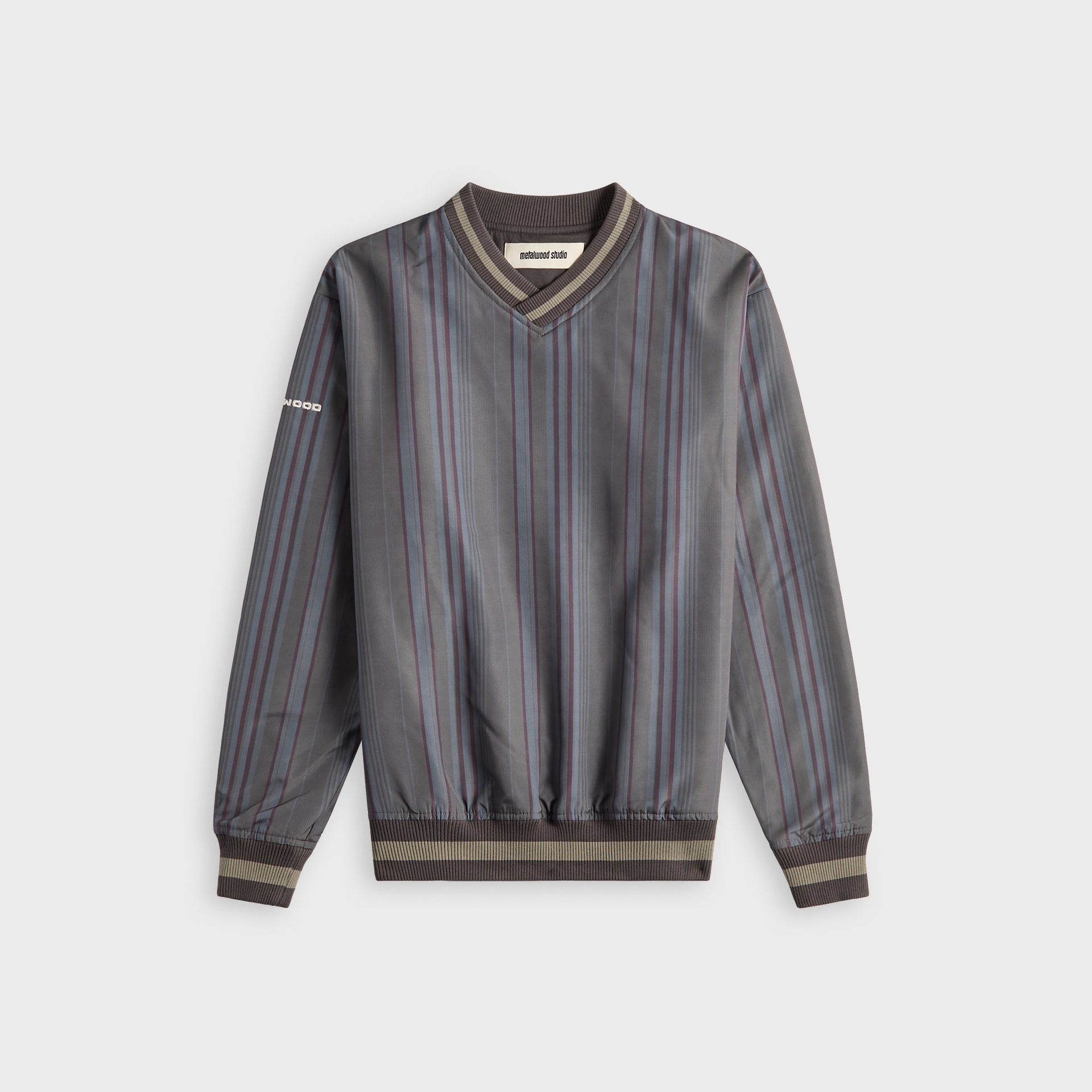 Metalwood Lined V-Neck Pullover Windbreaker - Multicolor