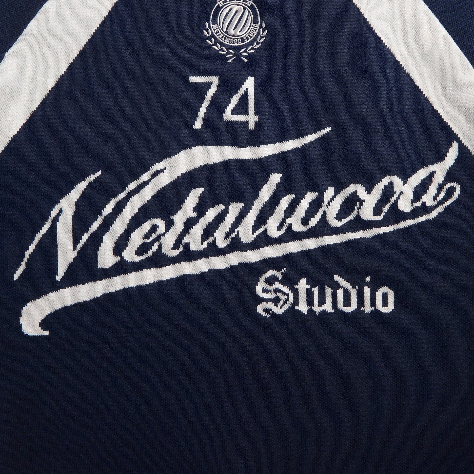 Metalwood Knit Football Top - Navy