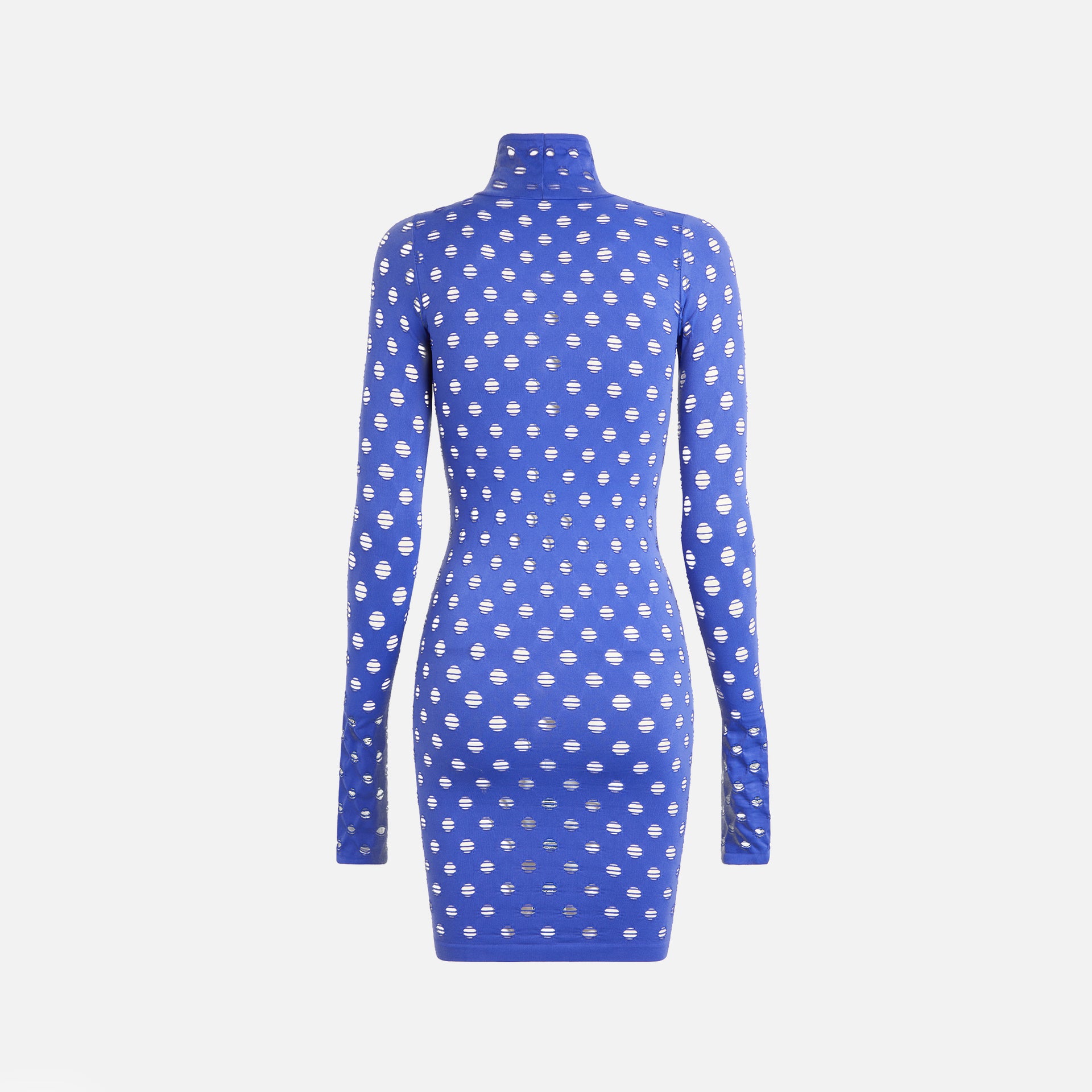 Maisie Wilen Perforated Turtleneck Dress - Navy