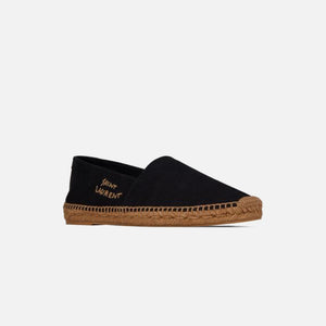 Saint Laurent Embroidery Espadrille - Toile Plato / Cuir Moon Noir