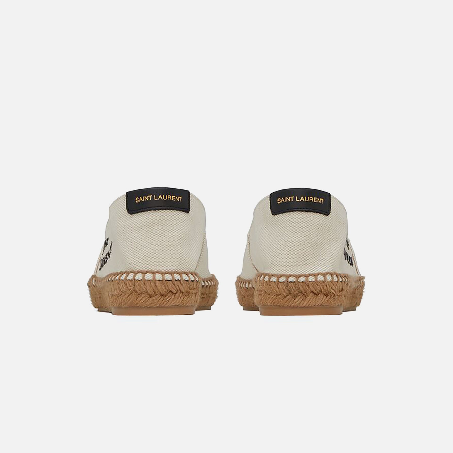 Saint Laurent Embroidery Espadrille - Toile Plato / Cuir Moon Ecru