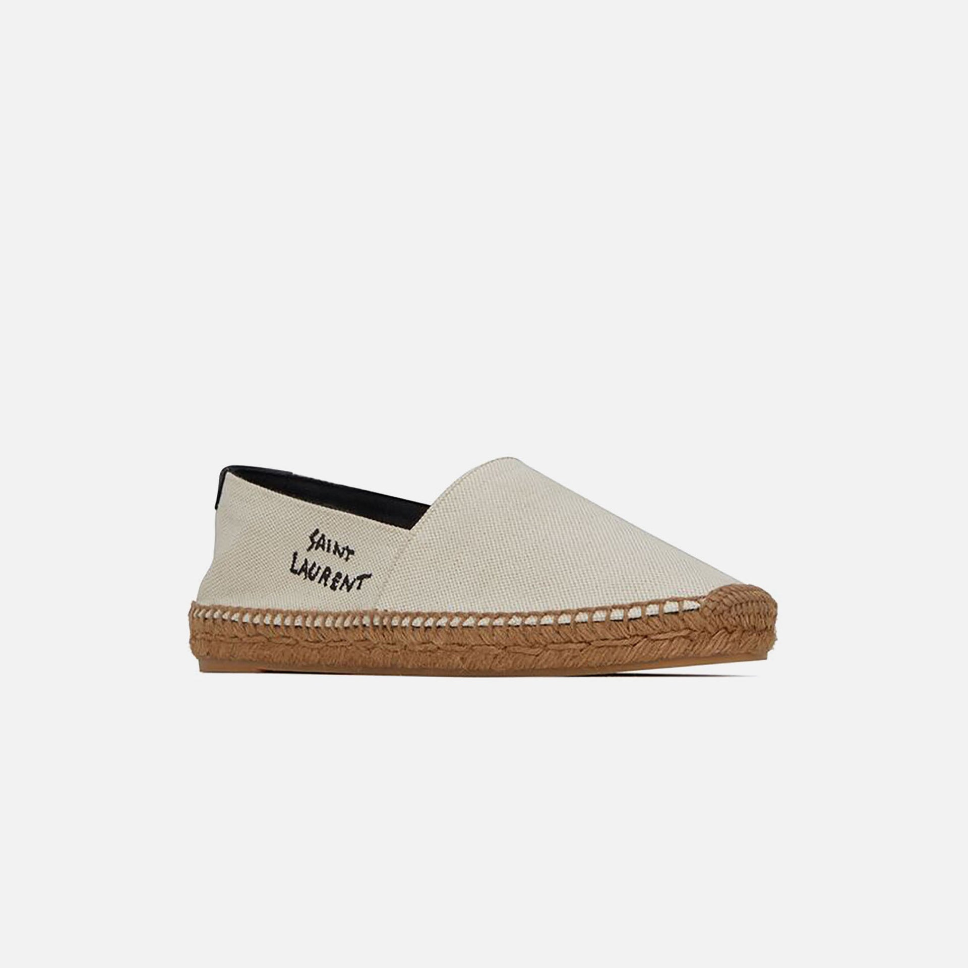 Saint Laurent Embroidery Espadrille - Toile Plato / Cuir Moon Ecru