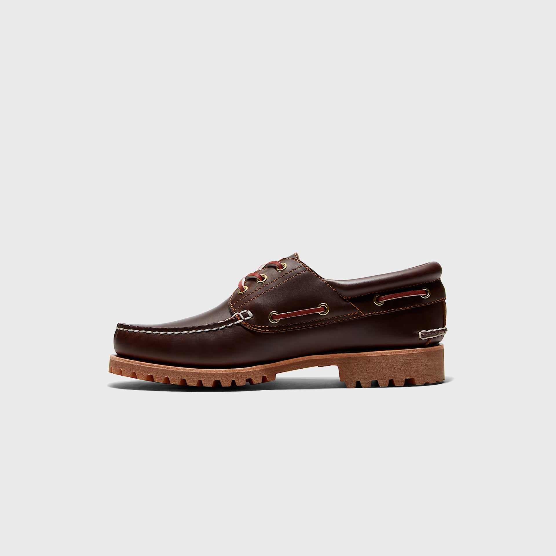 Timberland Authentic Three-Eye Lug Handsewn Boat Shoe - Brown Full Grain