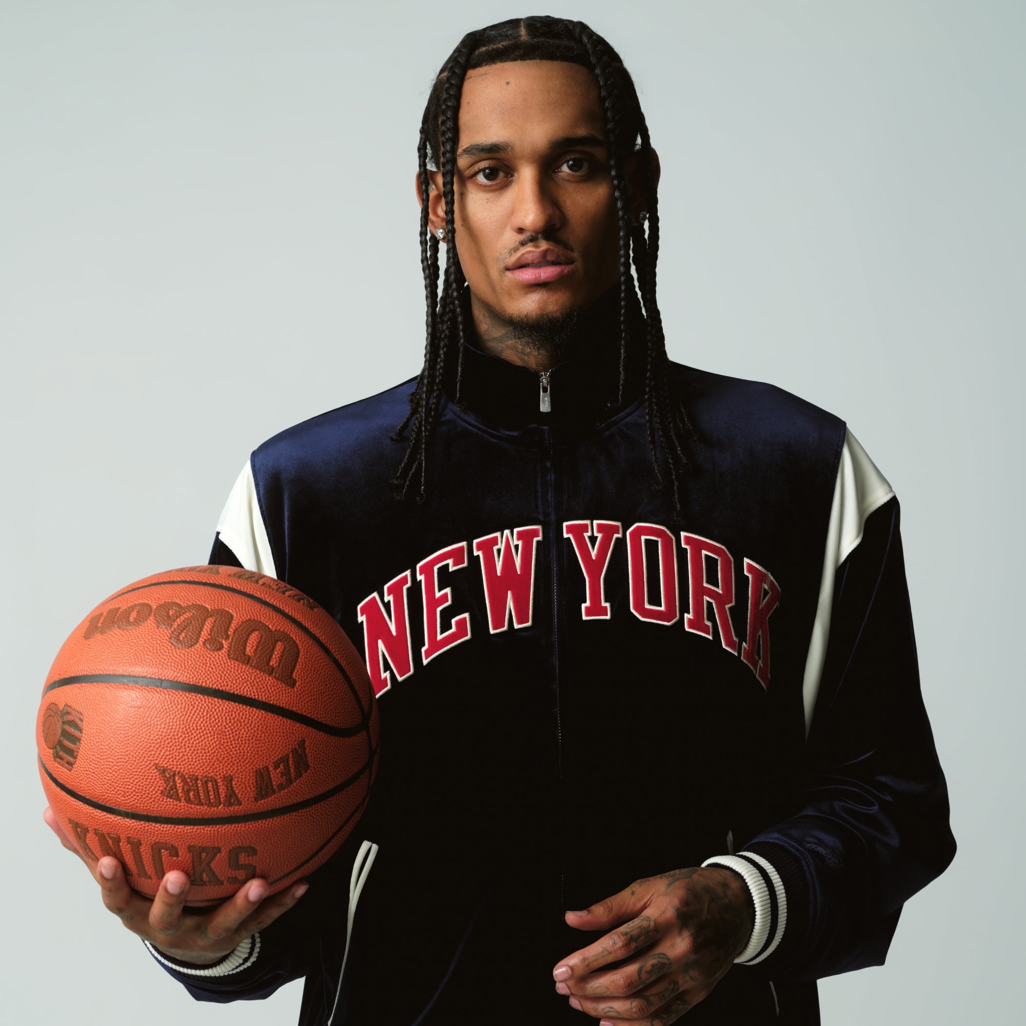 Kith Pinstripe Tricot Panelled Long Sleeve Tap In Polo - Stadium