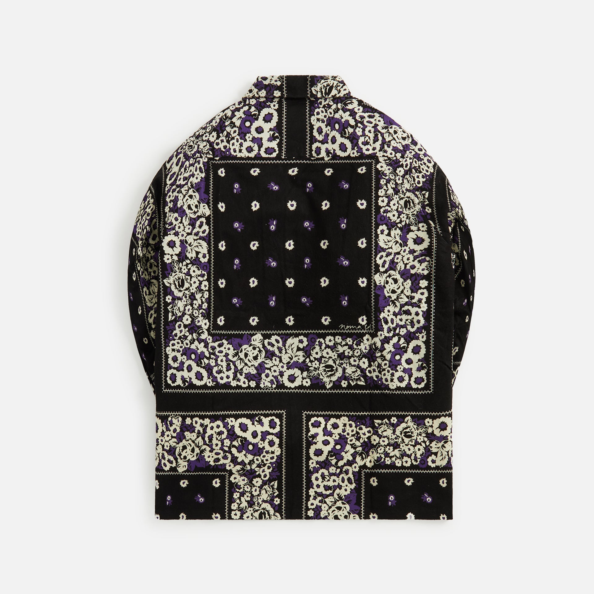 Noma Flannel Open Collar Shirt - Draw Your Garden Black