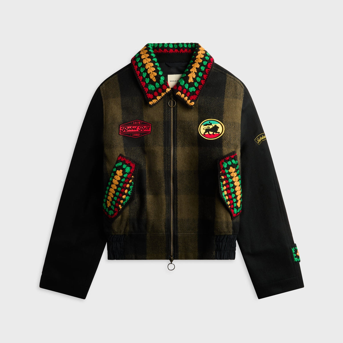 Nicholas Daley Patched Rebel Riot Jacket - Black / Olive