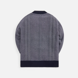 Nicholas Daley Wave Knitted Crew Neck - Navy / Ecru
