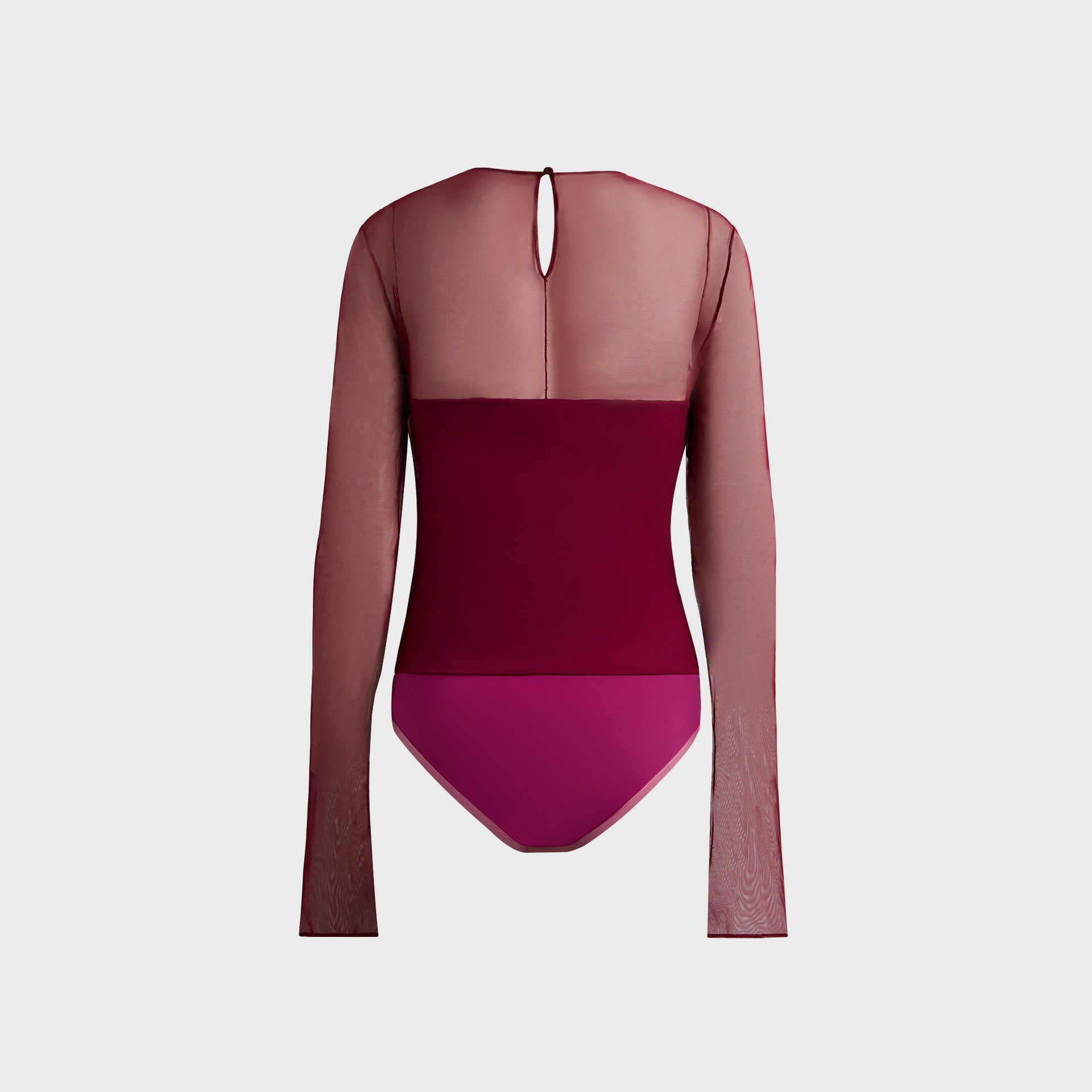 Nensi Dojaka Semi-Sheer Gathered Long Sleeve Top - Burgundy