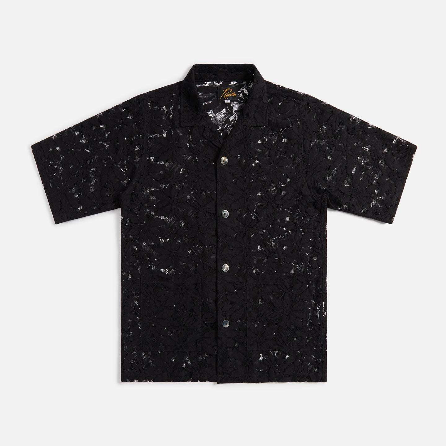 Needles Cabana Shirt C/PE/R Lace Cloth Flower Black Kith