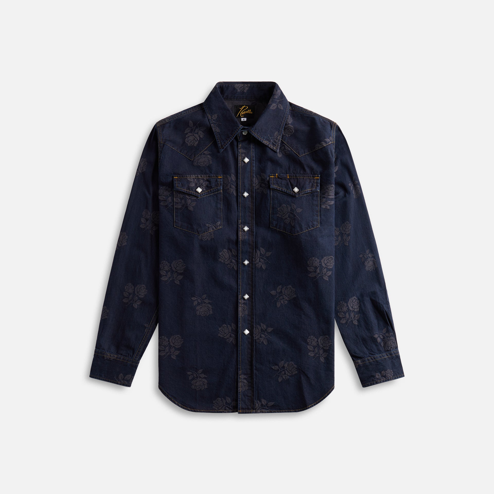 Needles Western Shirt 8Oz Denim Rose Jacquard - Indigo