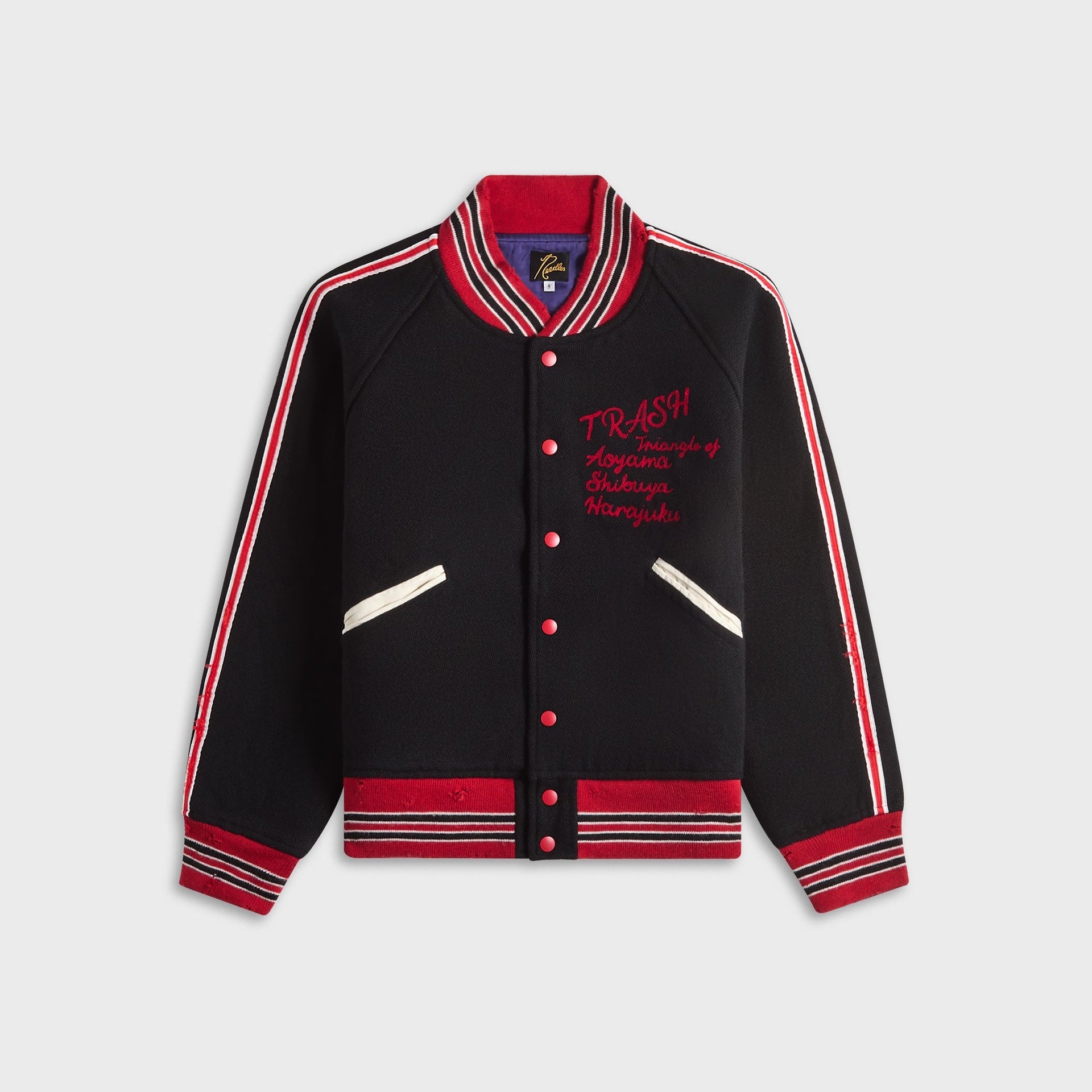 Needles Deconstructed Lettered Wool Melton Jacket - Black