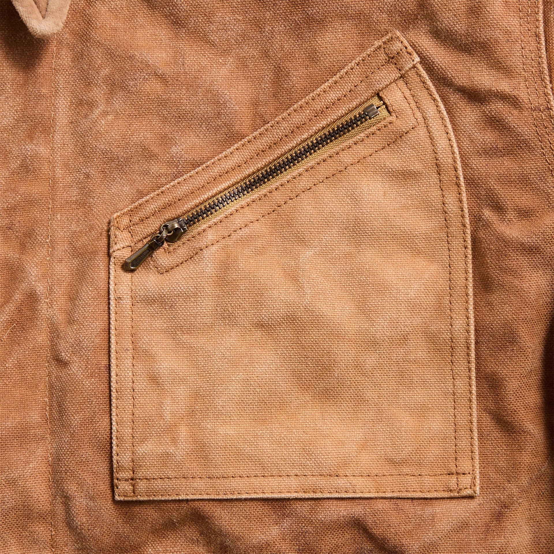 Needles Duck Canvas Kakishibu Dye Zipped Work Jacket - Brown