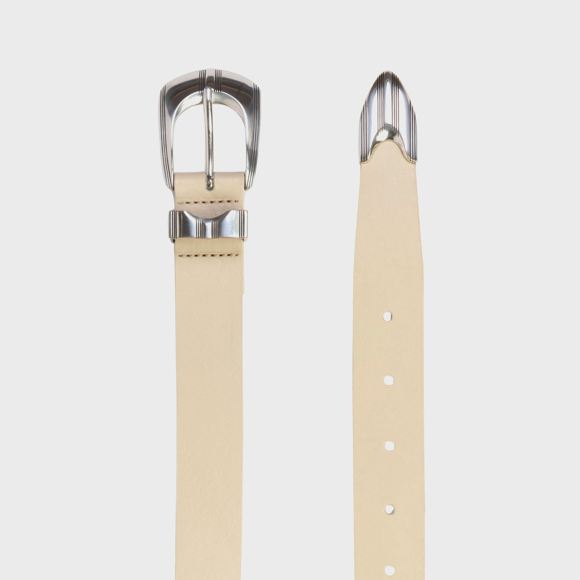 Black Suede Studio Neve Belt in Cream Leather