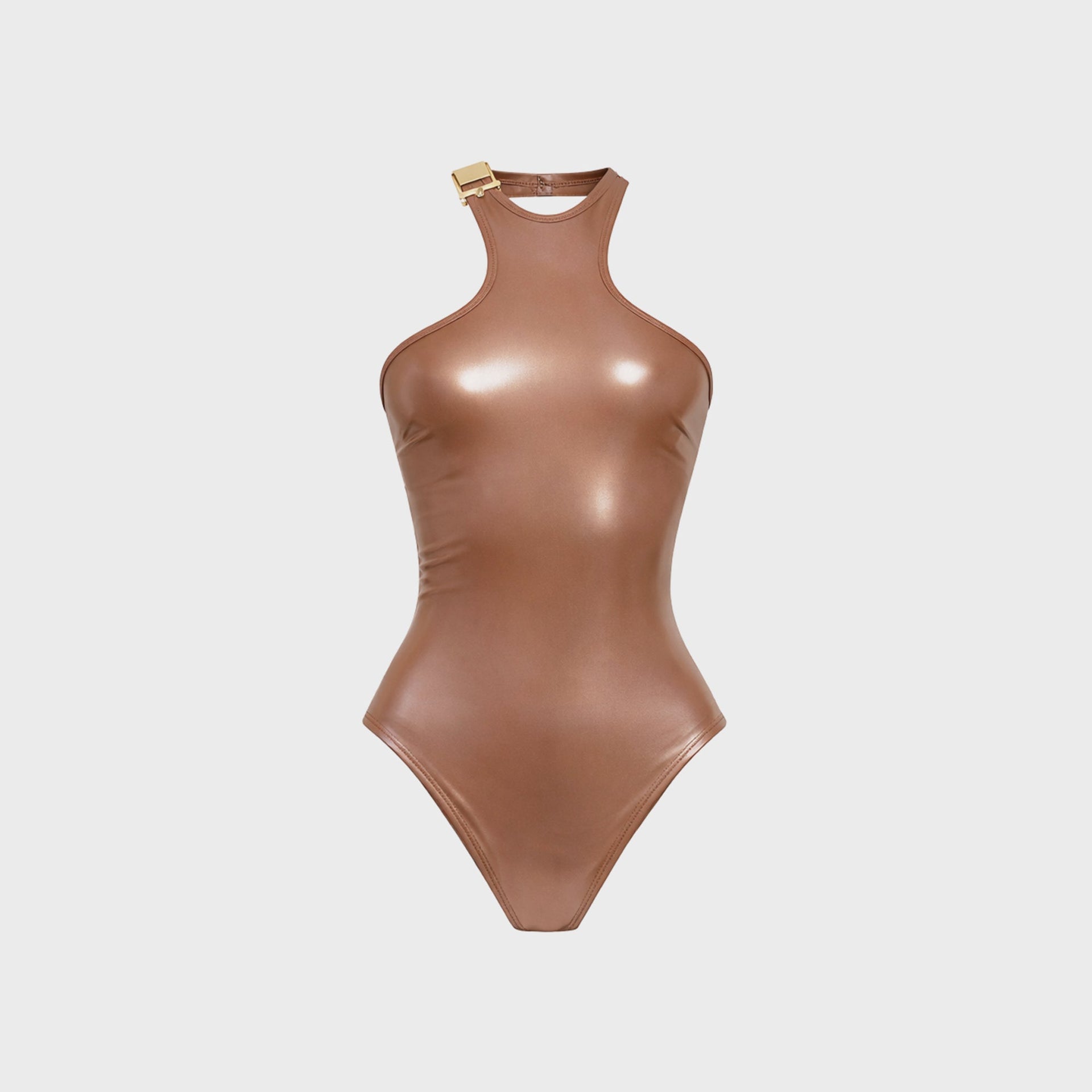 Naranja Furcado High Neck One Piece - Marroon