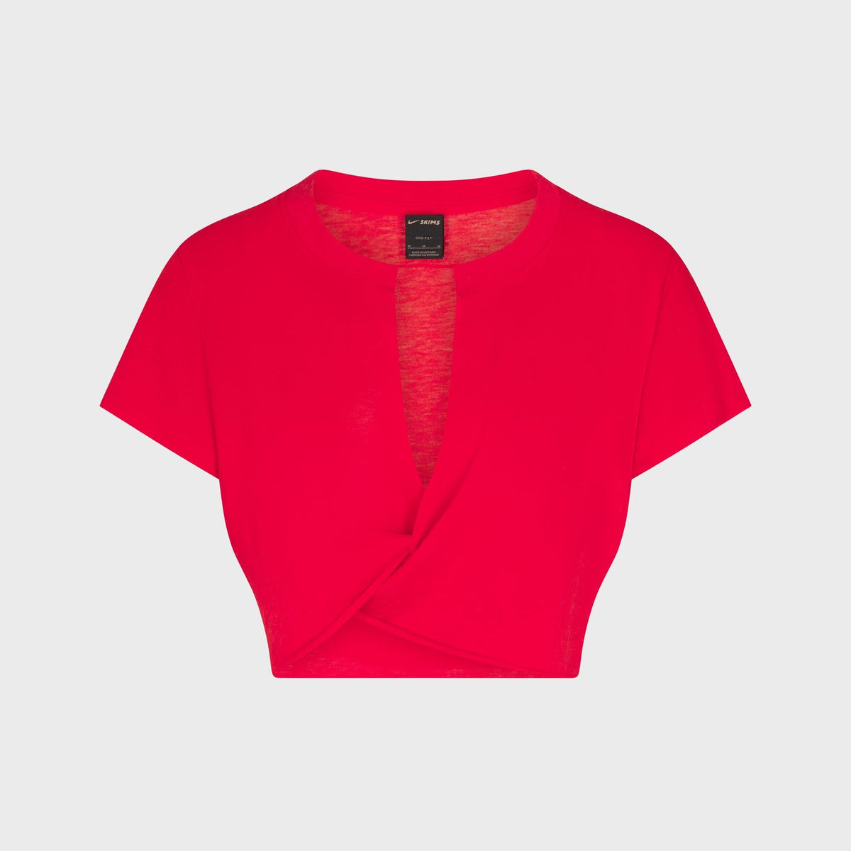NikeSKIMS Performance Cotton Blend Short Sleeve V Neck Crop Top - University Red