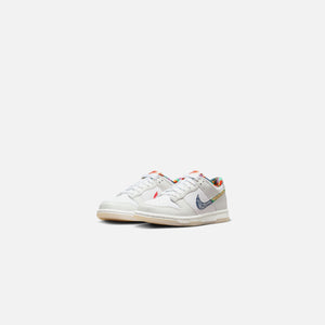 Nike GS Dunk Low - White / Diffused Blue / Mystic Red