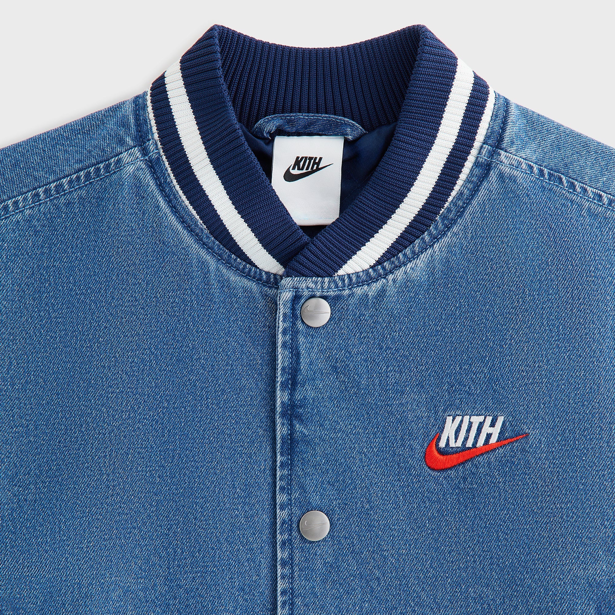 Nike KITH コラボ ジャケット Lサイズ Kith Kids for Nike Denim Varsity Jacket - Mystic Navy