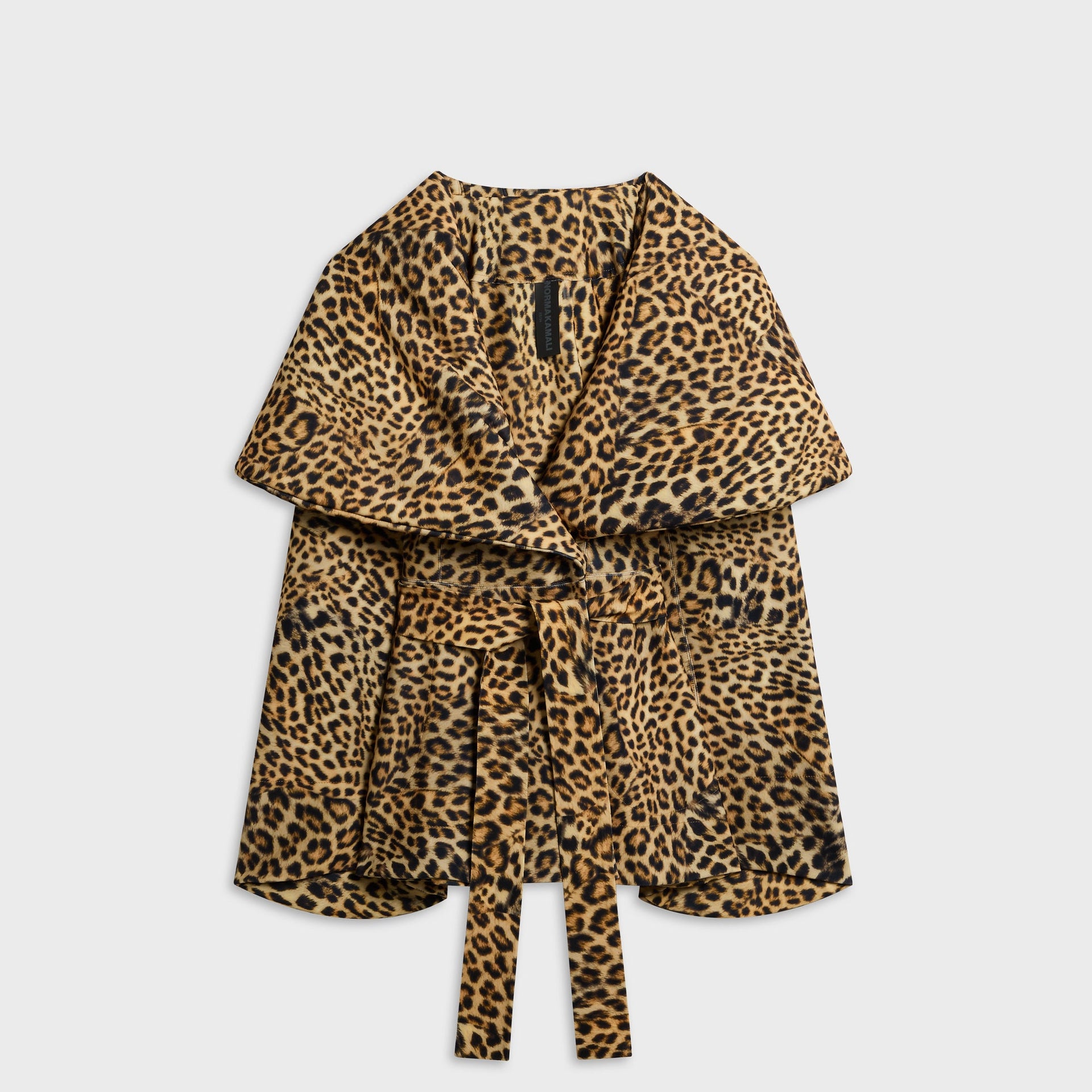 Norma Kamali Shawl Collar Peplum Jacket - Cheetah Patch