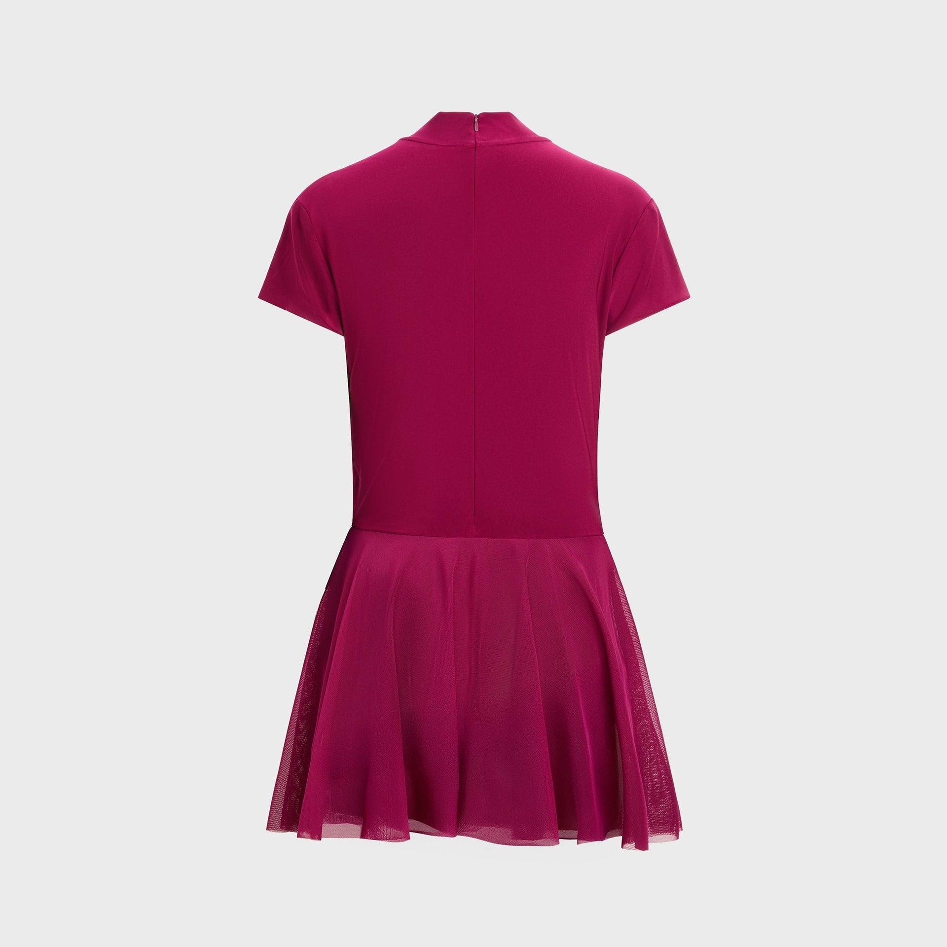 Norma Kamali Mock Neck Cap Sleeve Flared Pickleball Dress - Plum XS Norma Kamali Mock Neck Cap Sleeve Flared Pickleball Dress - Plum XS