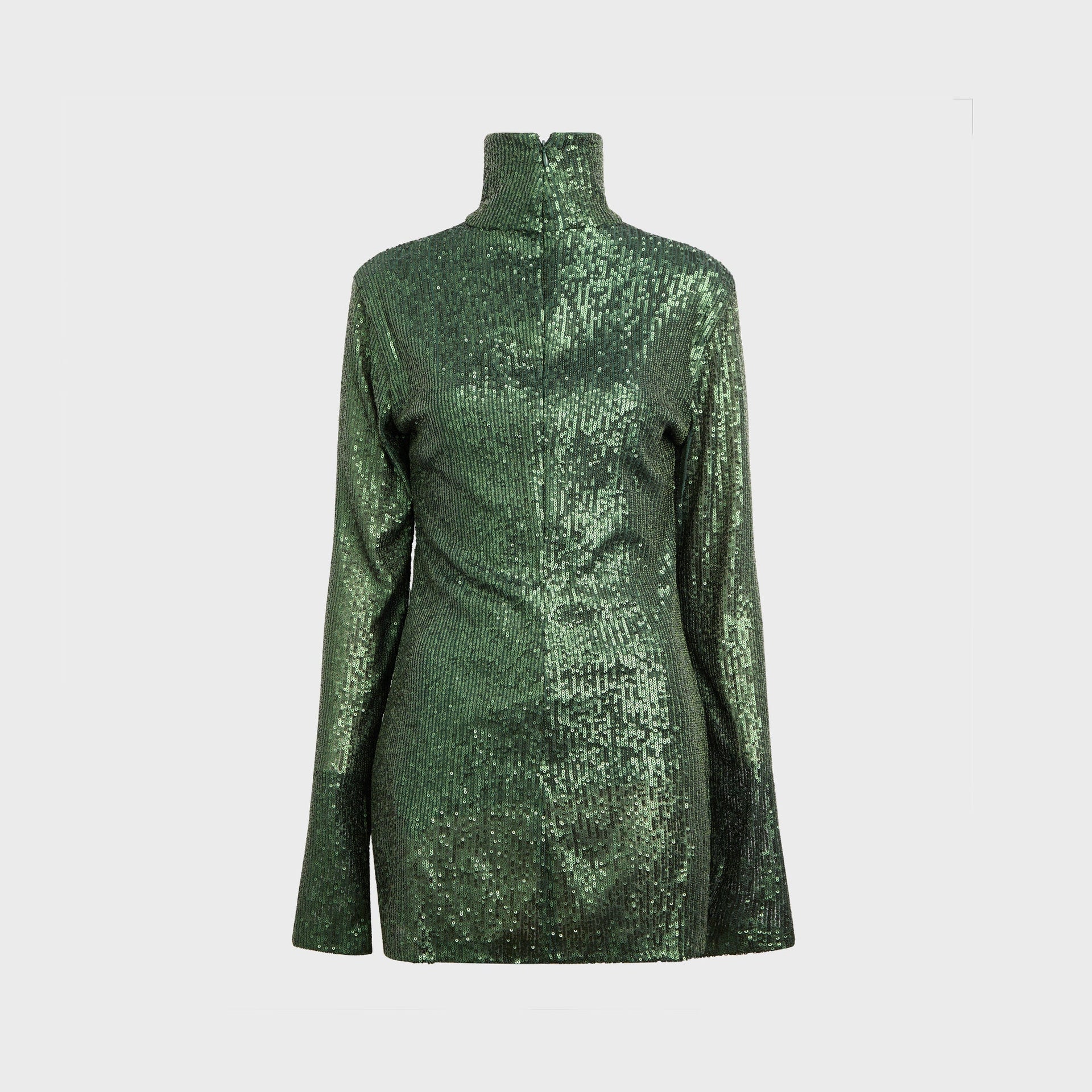 Norma Kamali Long Sleeve Slim Fit Turtleneck Pickleball Dress - Dark Emerald Norma Kamali Long Sleeve Slim Fit Turtleneck Pickleball Dress - Dark Emerald