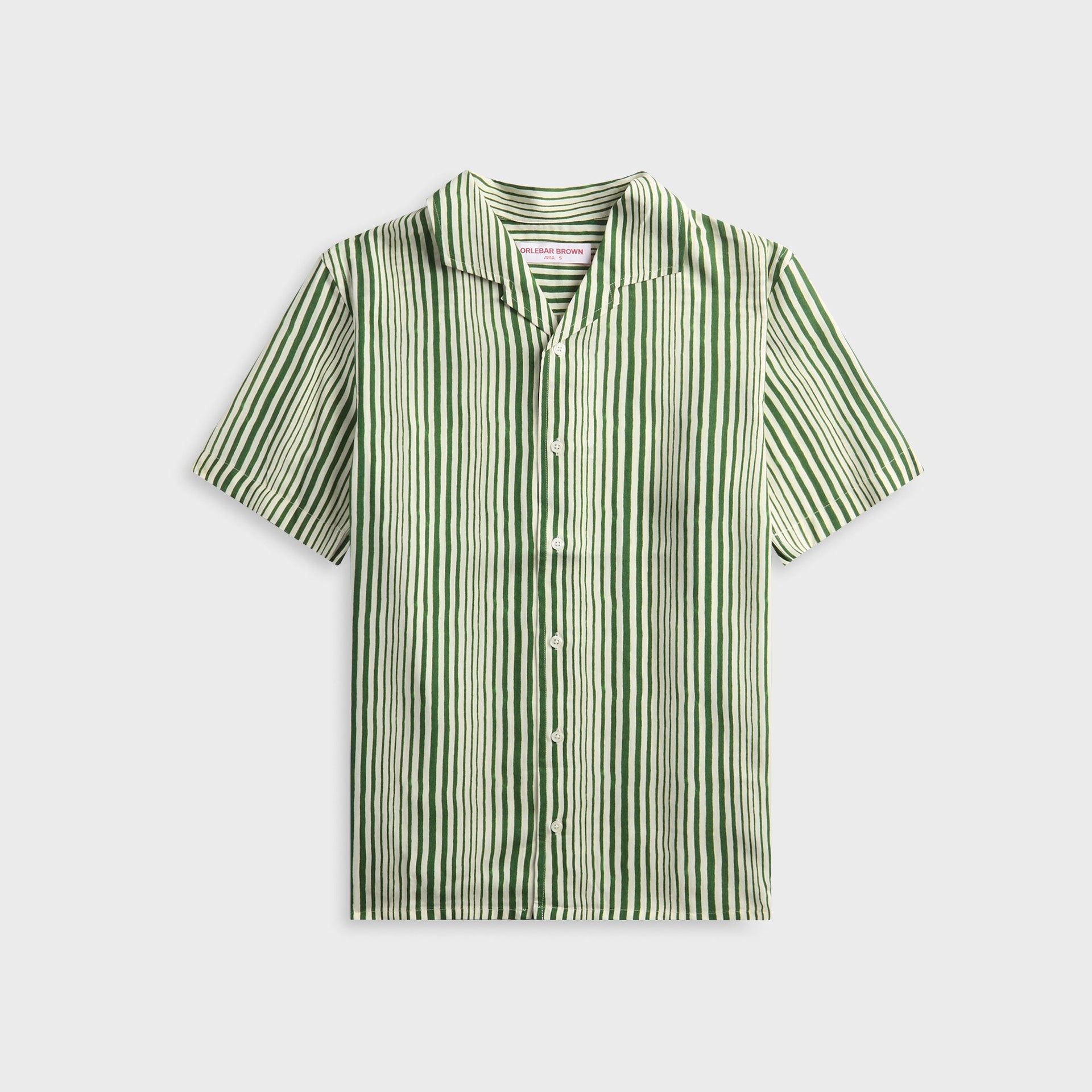 Orlebar Brown Hibbert Shore Stripe Shirt - Caddie Green / White