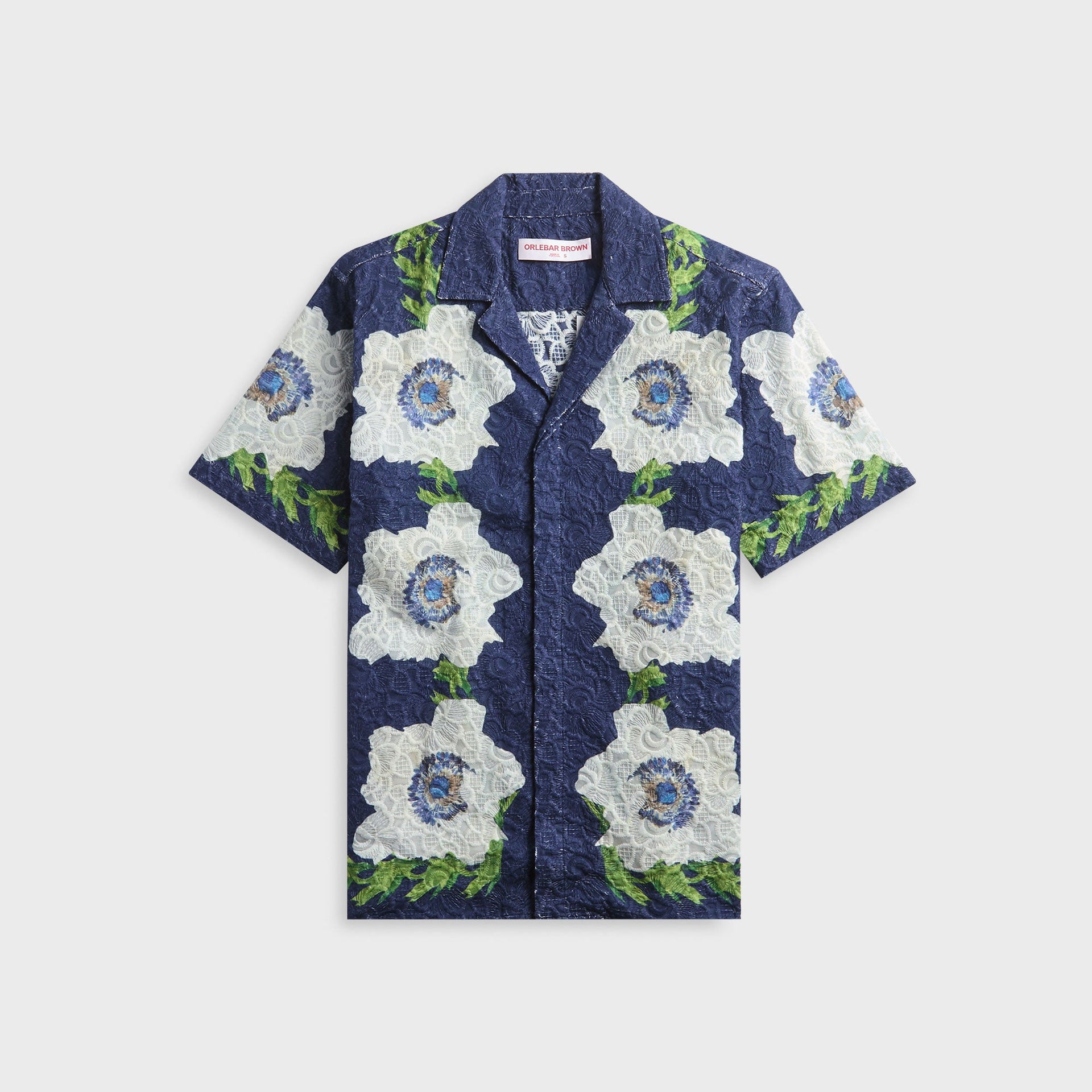 Orlebar Brown Maitan Coronaria Broderie Shirt - Night Iris