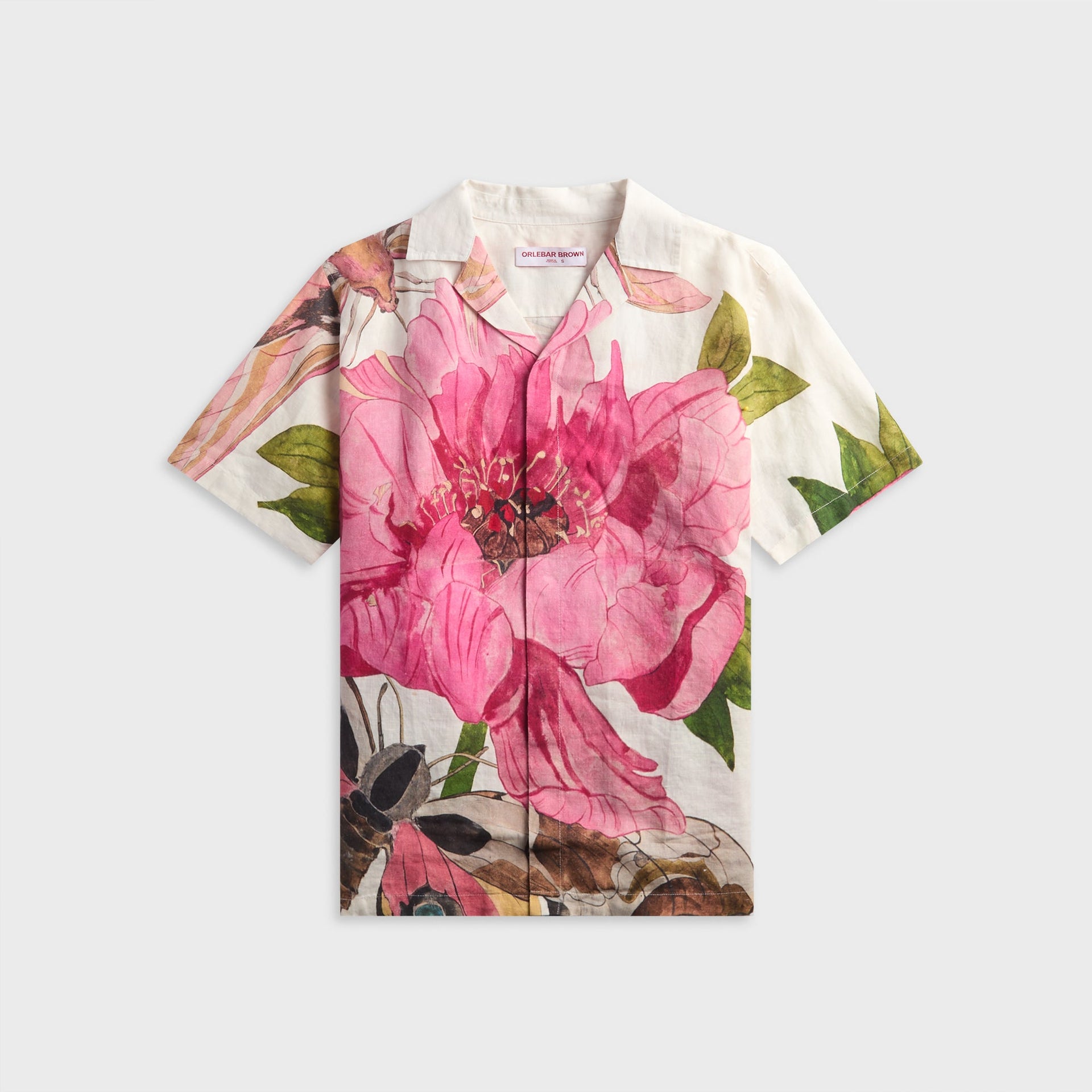 Orlebar Brown Maitan Paeonia Bowling Shirt - Pink Lemonade