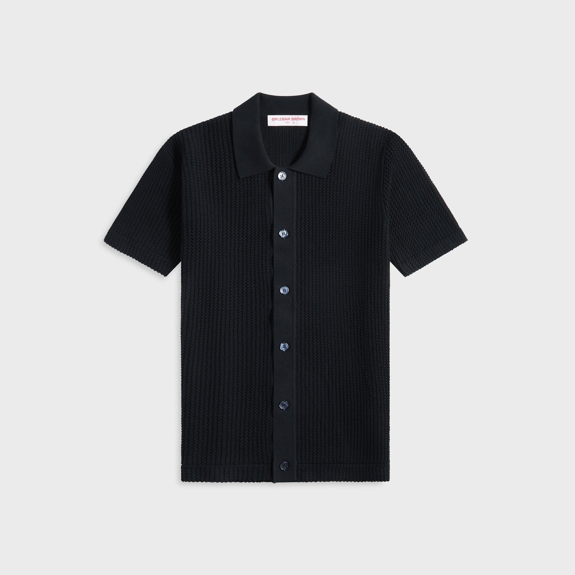 Orlebar Brown Tiernan Chevron Crochet Shirt in Night Iris
