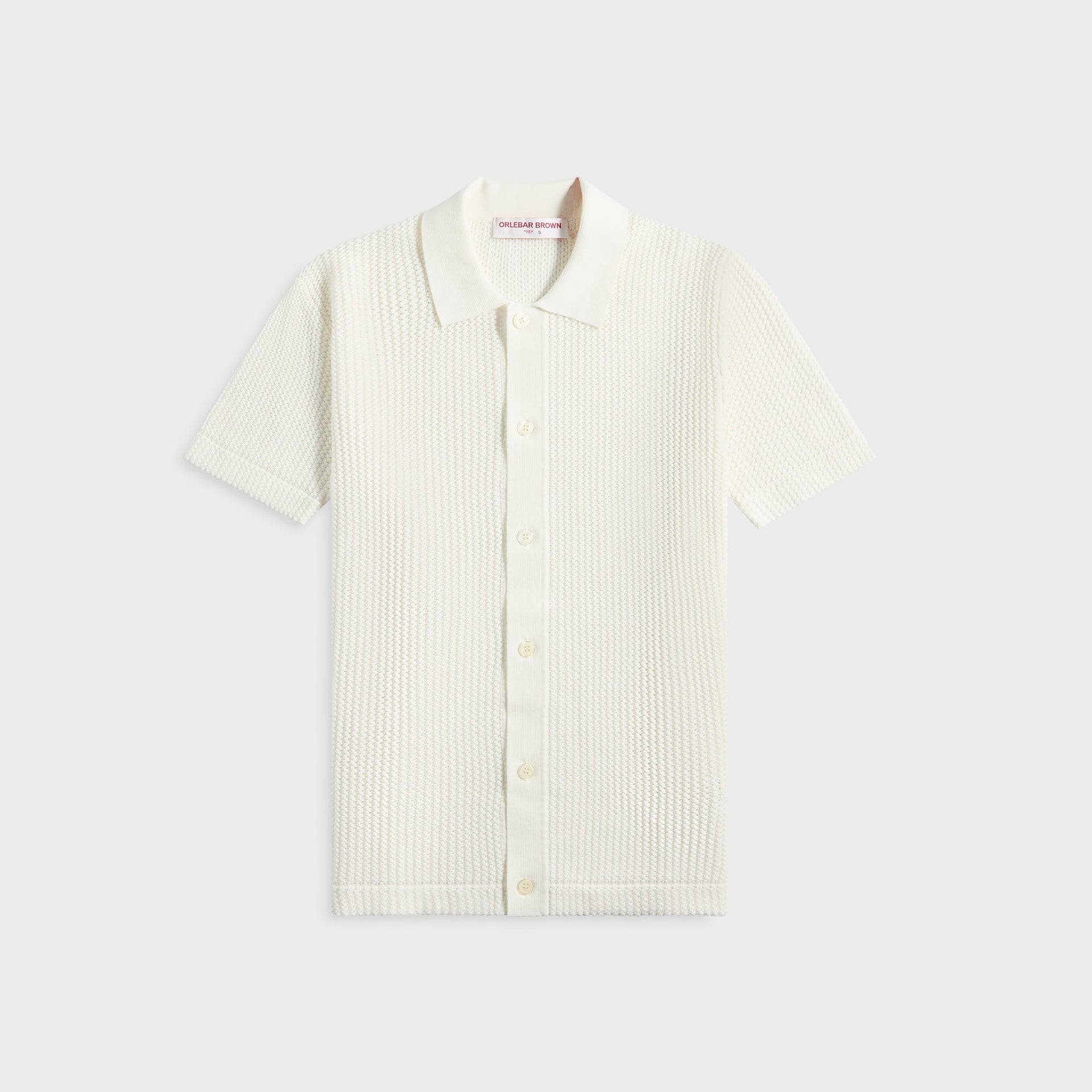 Orlebar Brown Tiernan Chevron Crochet Shirt in White Sand