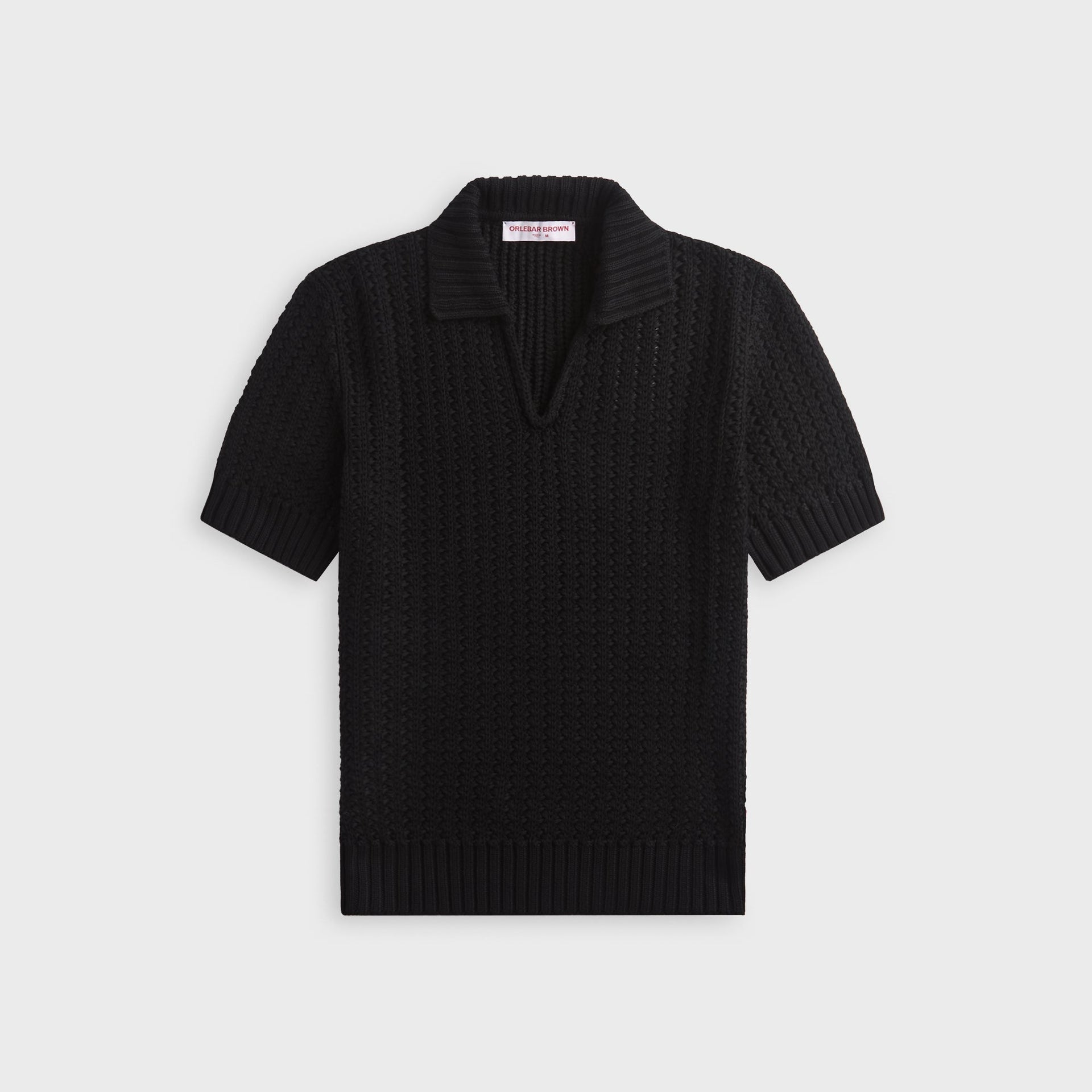 Orlebar Brown Swift Knitted Crochet Polo Shirt - Black