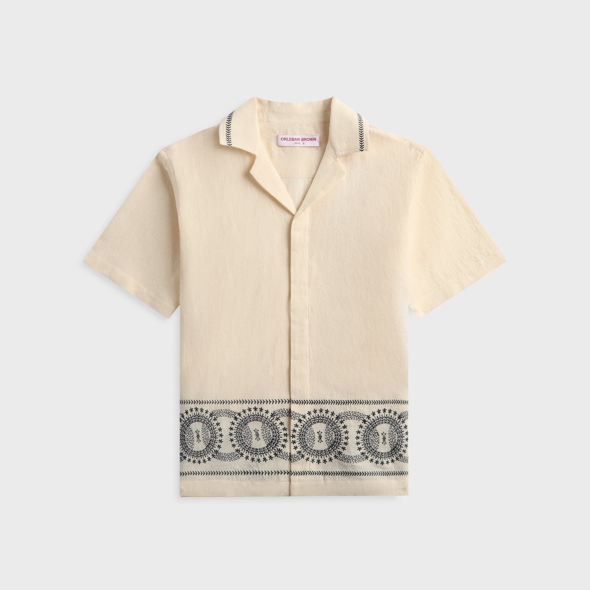Orlebar Brown Maitan Cirqua Embroidery Shirt - White Sand / Night Iris