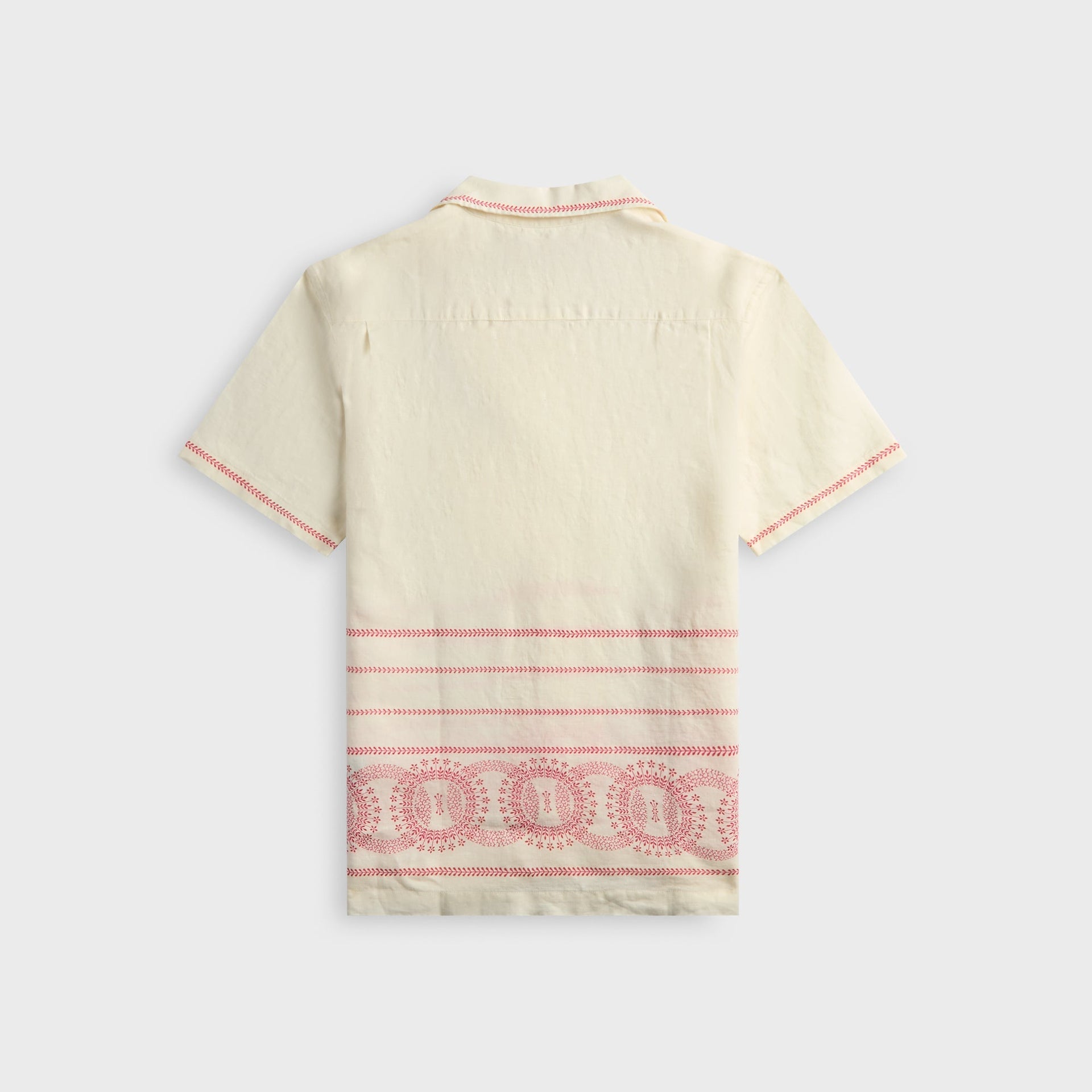 Orlebar Brown Maitan Linen Cirqua Shirt - White Sand / Summer Red