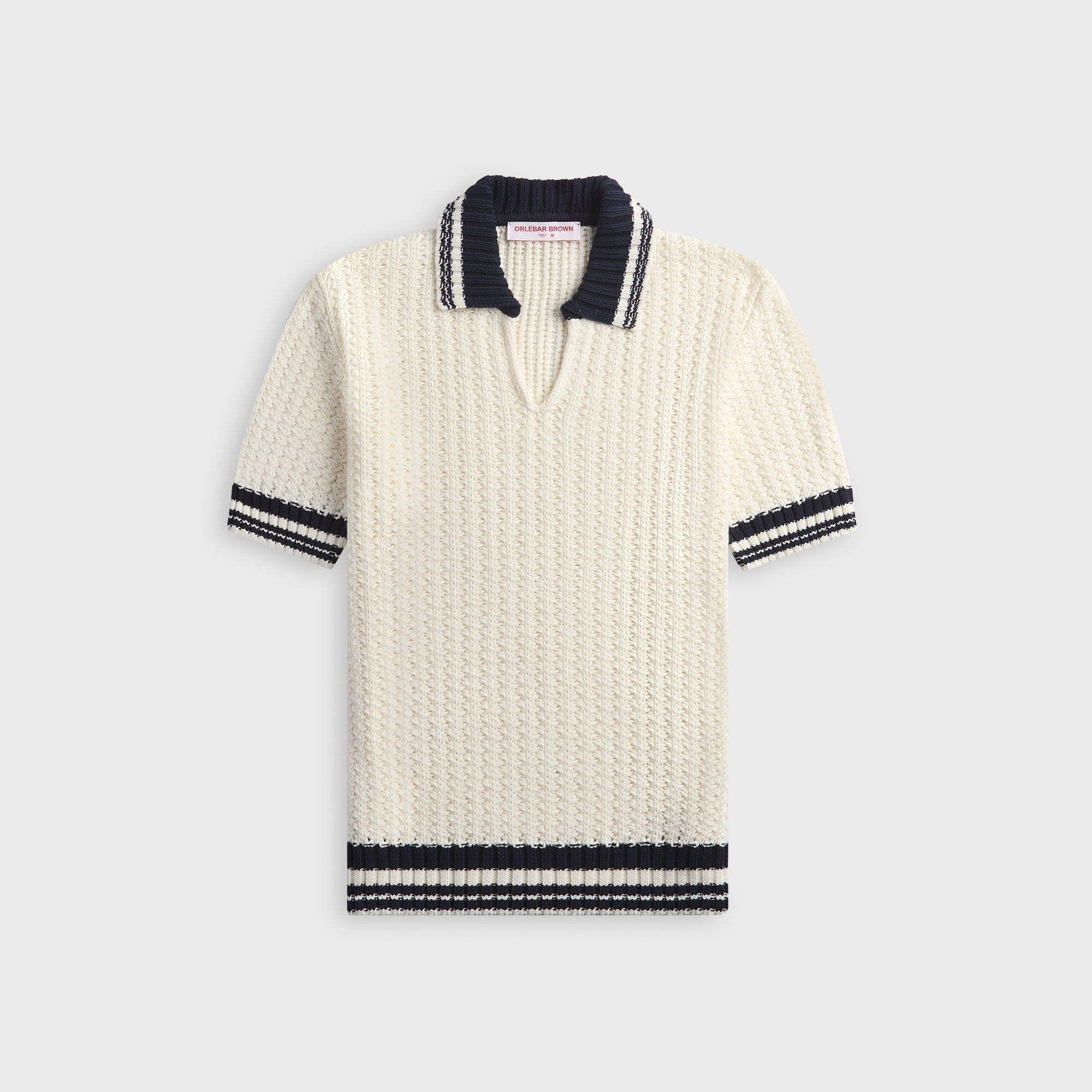 Orlebar Brown Swift Knitted Crochet Polo Shirt - White Sand