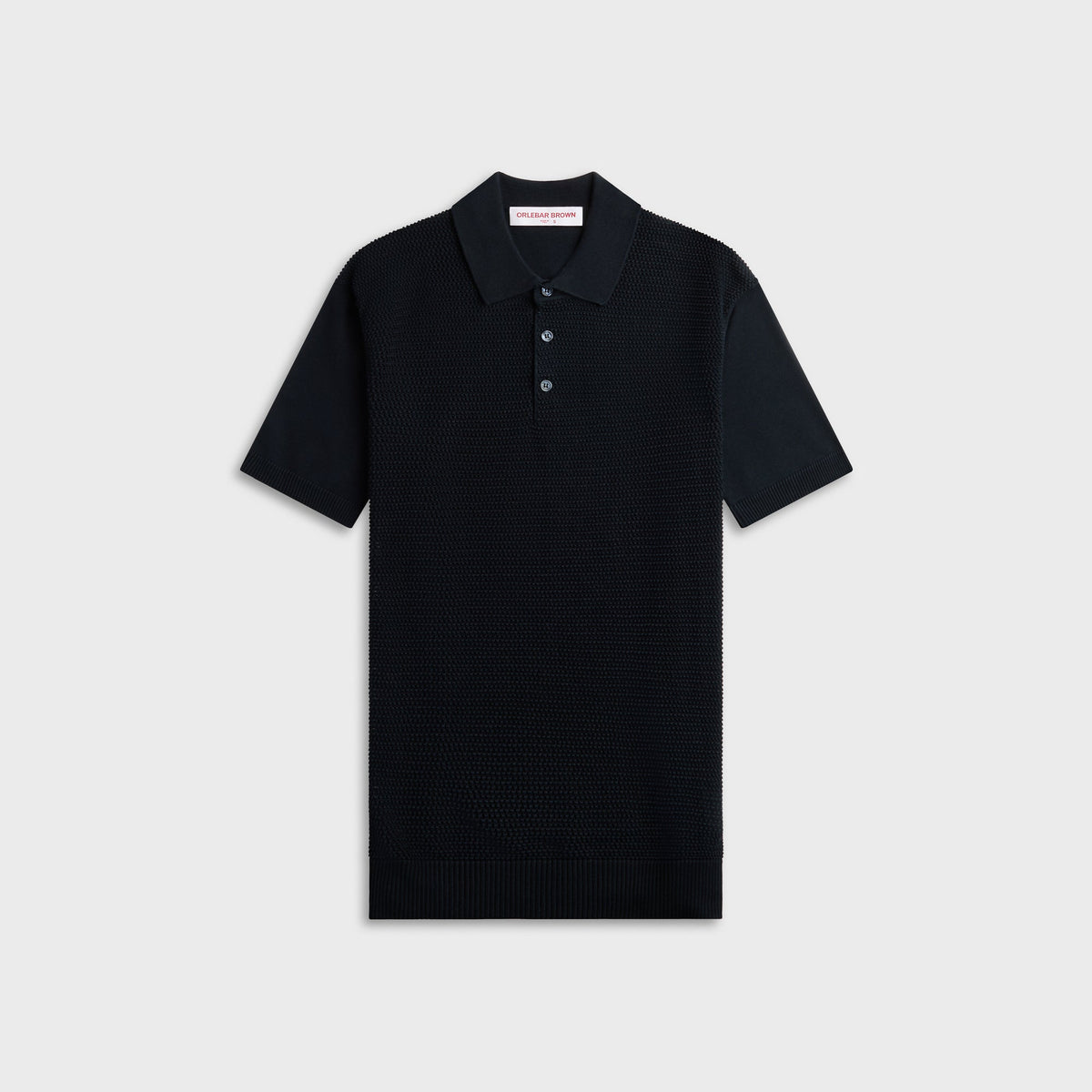 Orlebar Brown Burnham Tailored Fit Tie Stitch Knit Polo Shirt - Night Iris