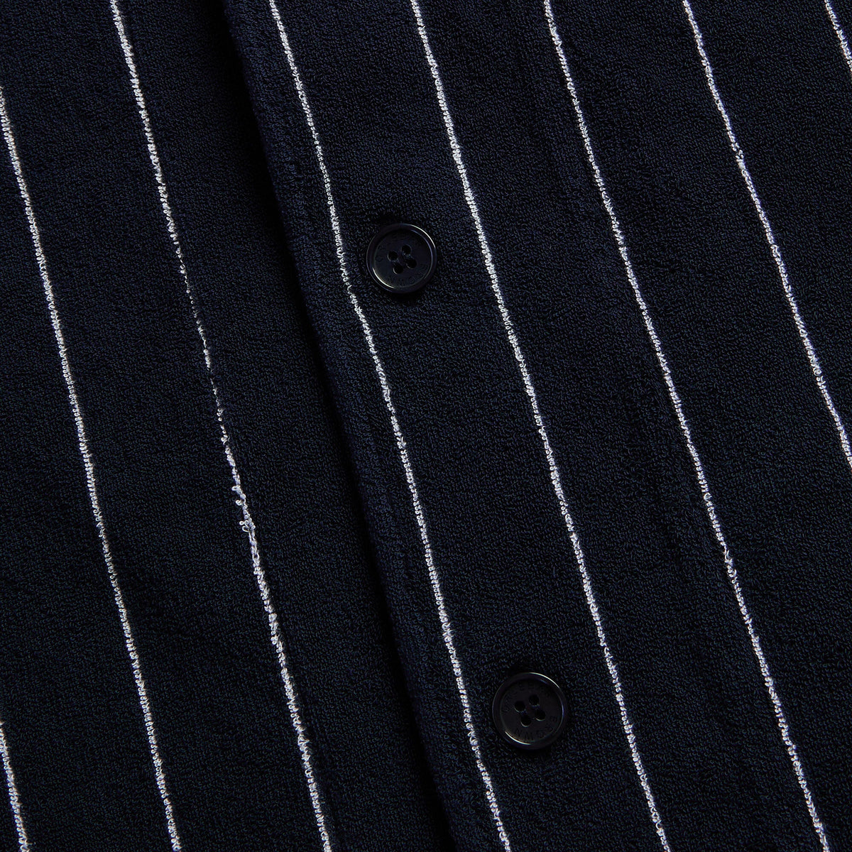 Orlebar Brown Hawkin Towelling Relaxed Fit Stripe Shirt - Night Iris / White Sand