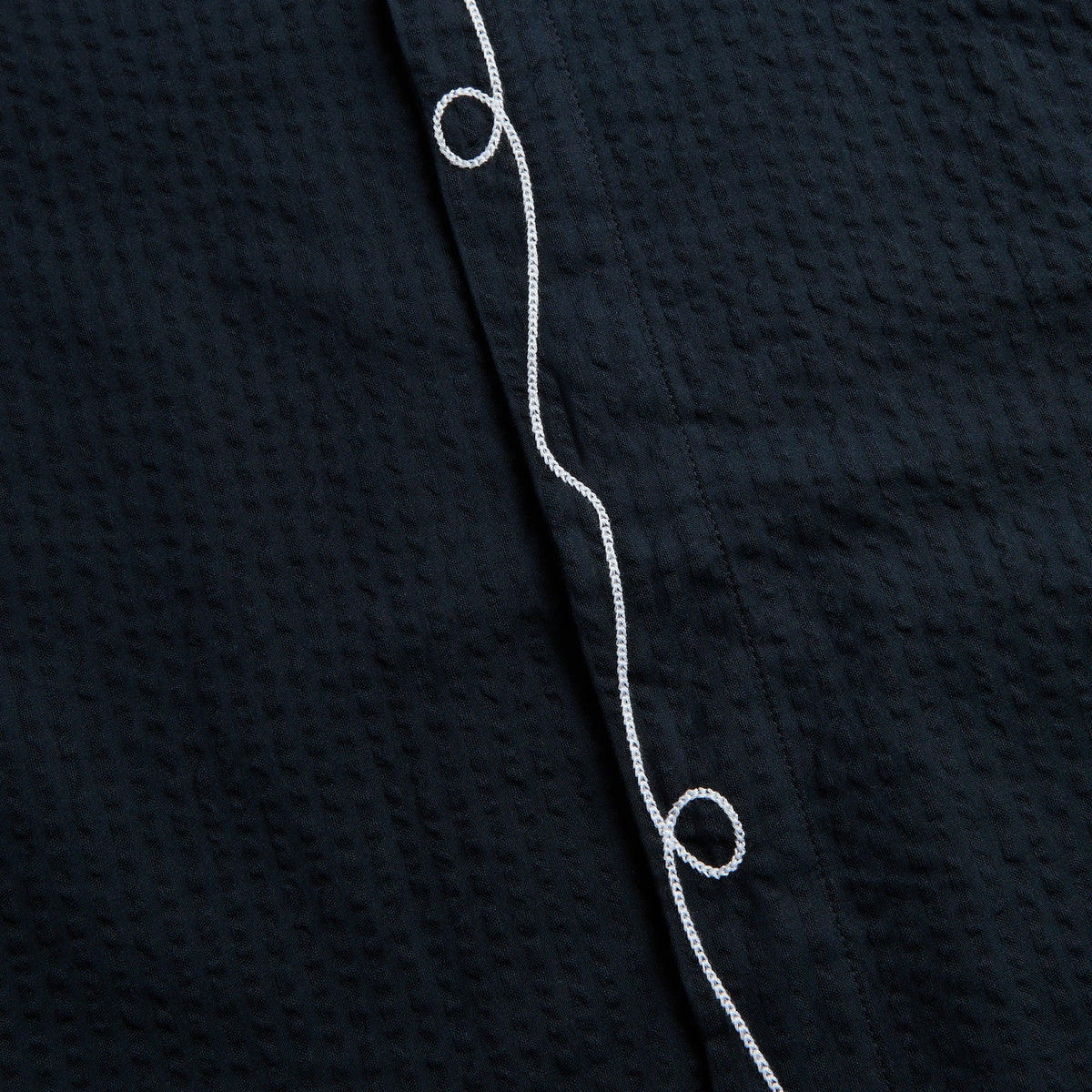 Orlebar Brown Maitan Relaxed Fit Embroidered Seersucker Shirt - Night Iris