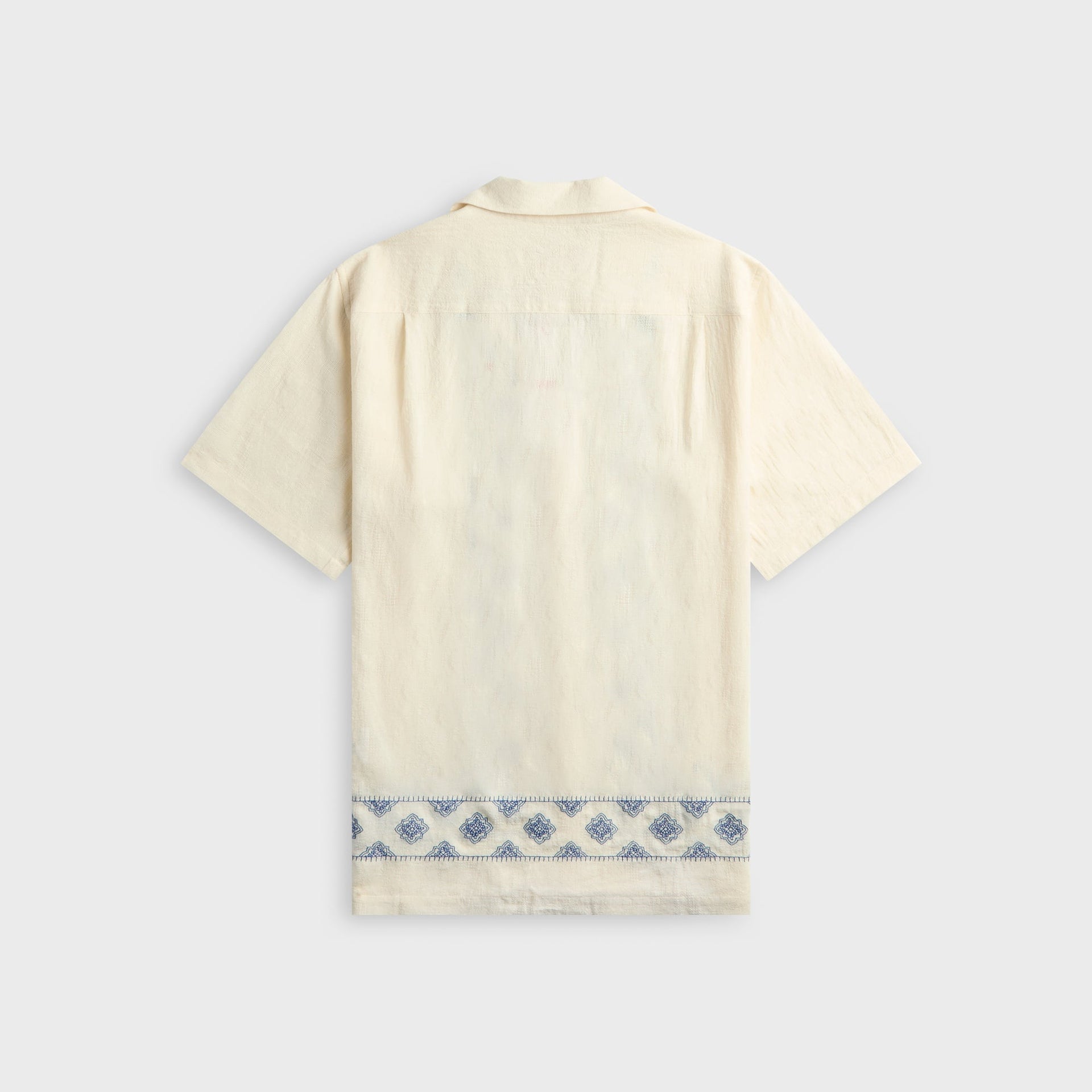 Orlebar Brown Maitan Relaxed Fit Carnival Embroidery Shirt - White Sand / Nightfall Blue
