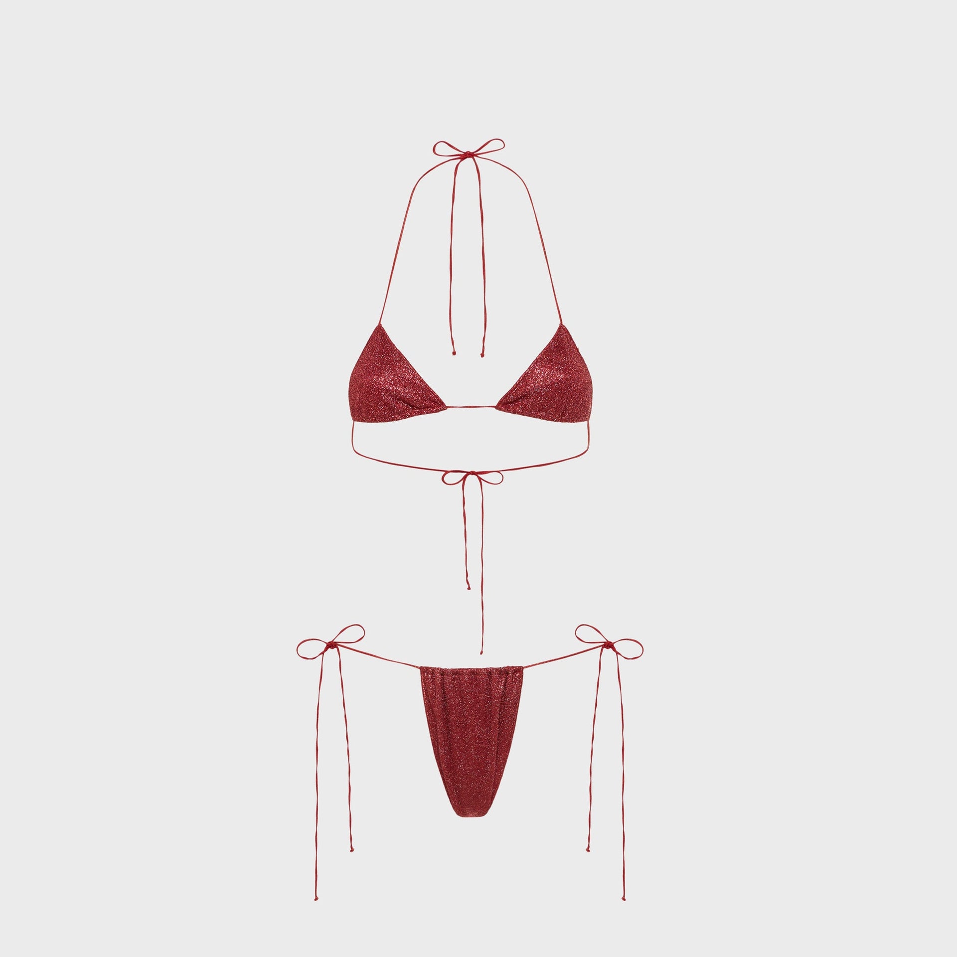 Oseree Lumiere Microkini Lurex Bikini Set - Coral