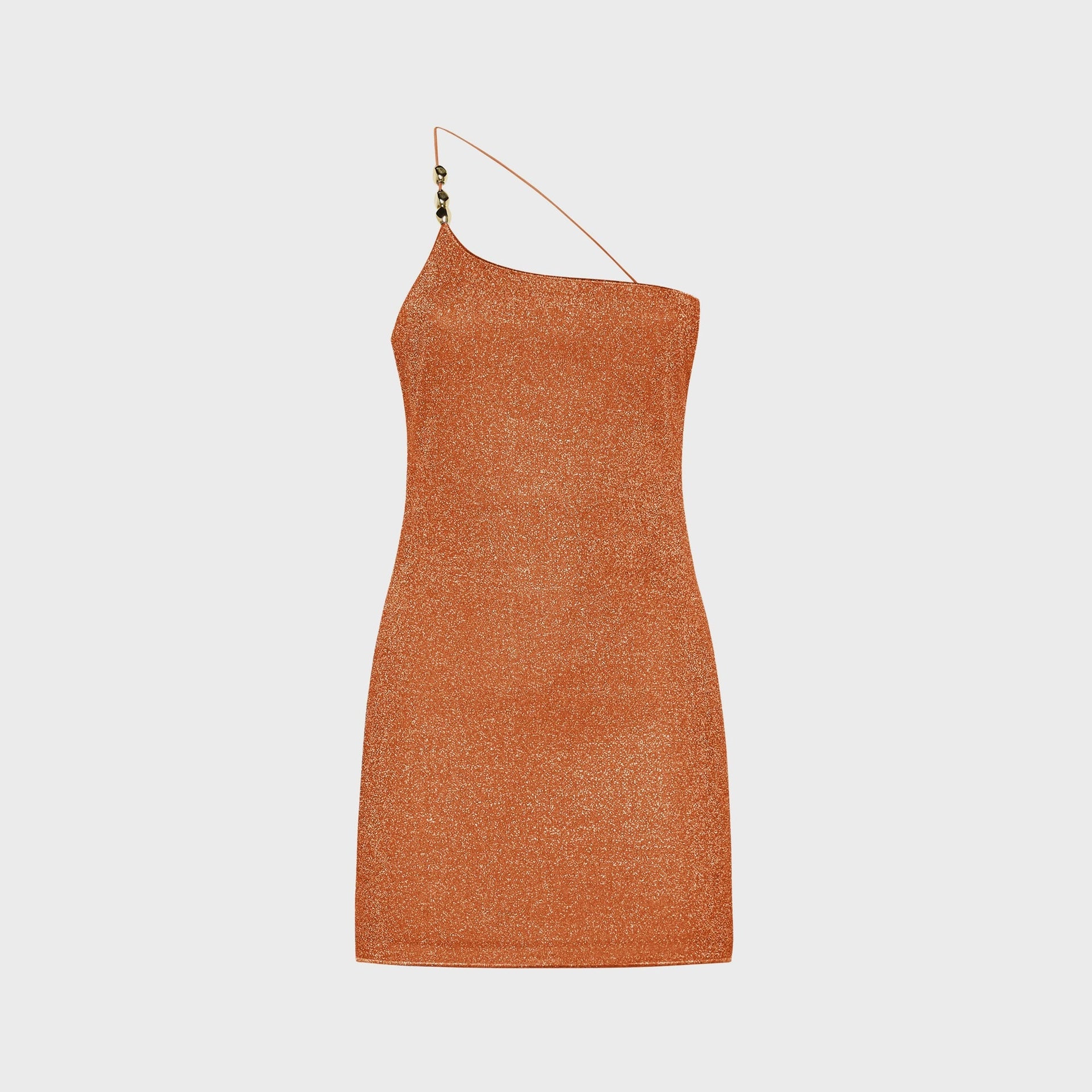 Oseree Glazed Lumiere One Shoulder Dress in Orange