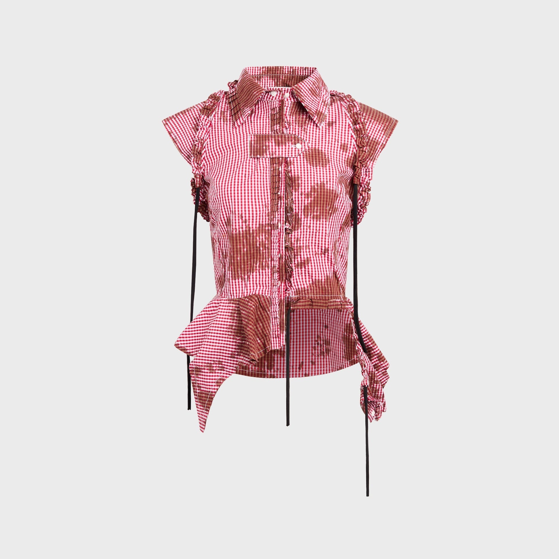 Ottolinger Picnic Ruched Ruffle Blouse - Gingham