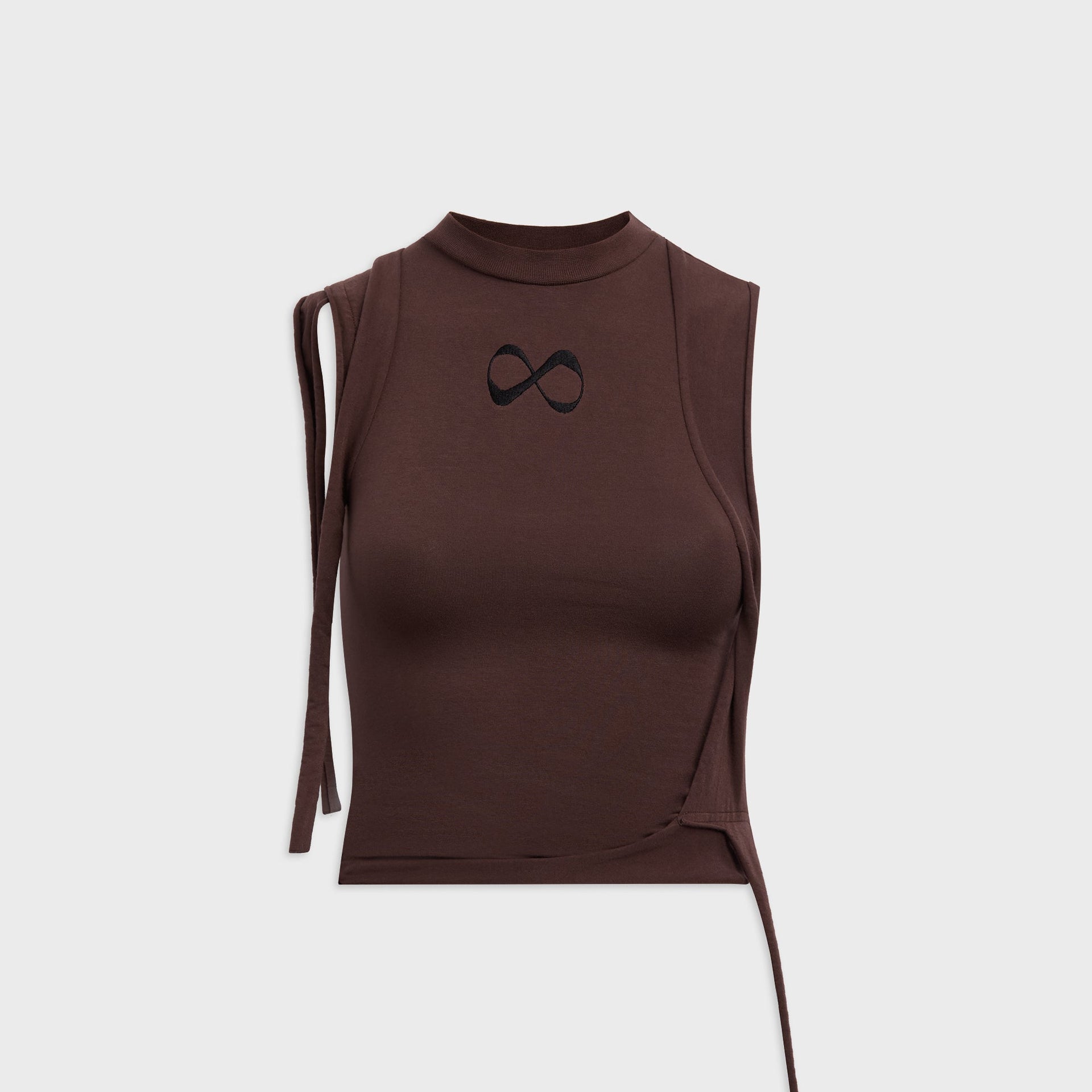 Ottolinger Strappy Jersey Top in Dark Brown Wash