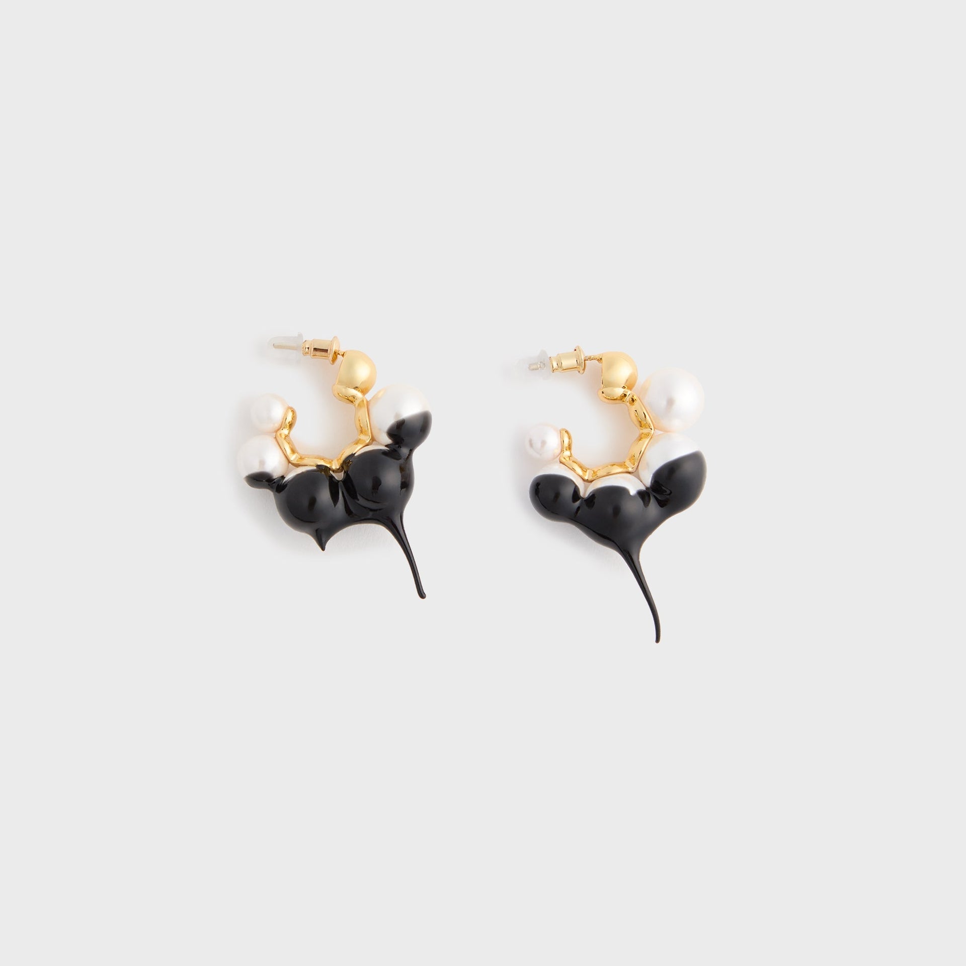 Ottolinger Dipped Pearl Mini Hoops in Black