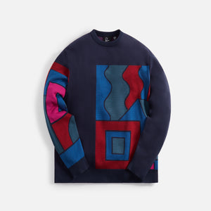 by Parra Blocked Landscape Knitted Pullover - Navy / Multi